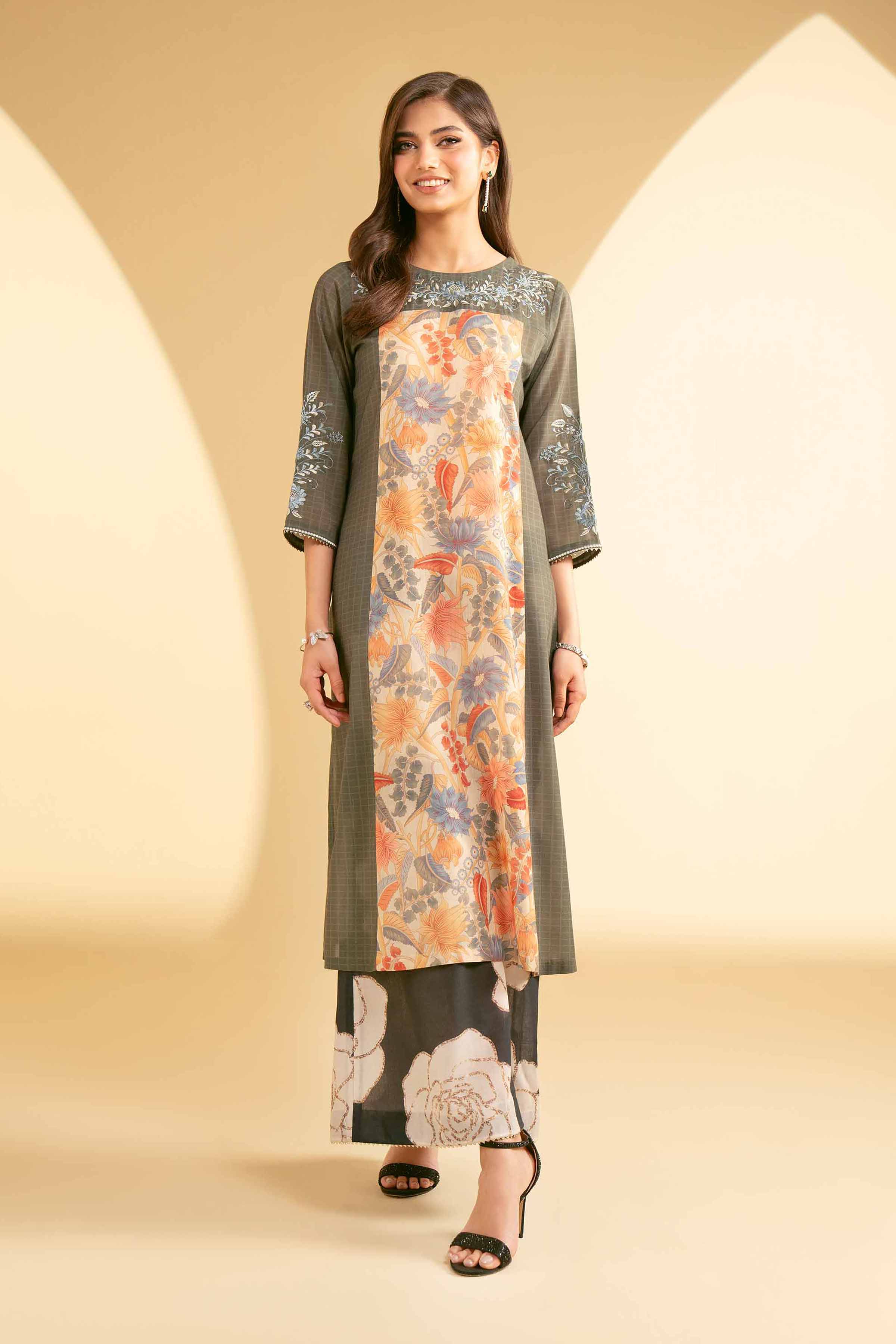 NishatUK - Green Embroidered Lawn 2-piece ready to wear Luxury Dress