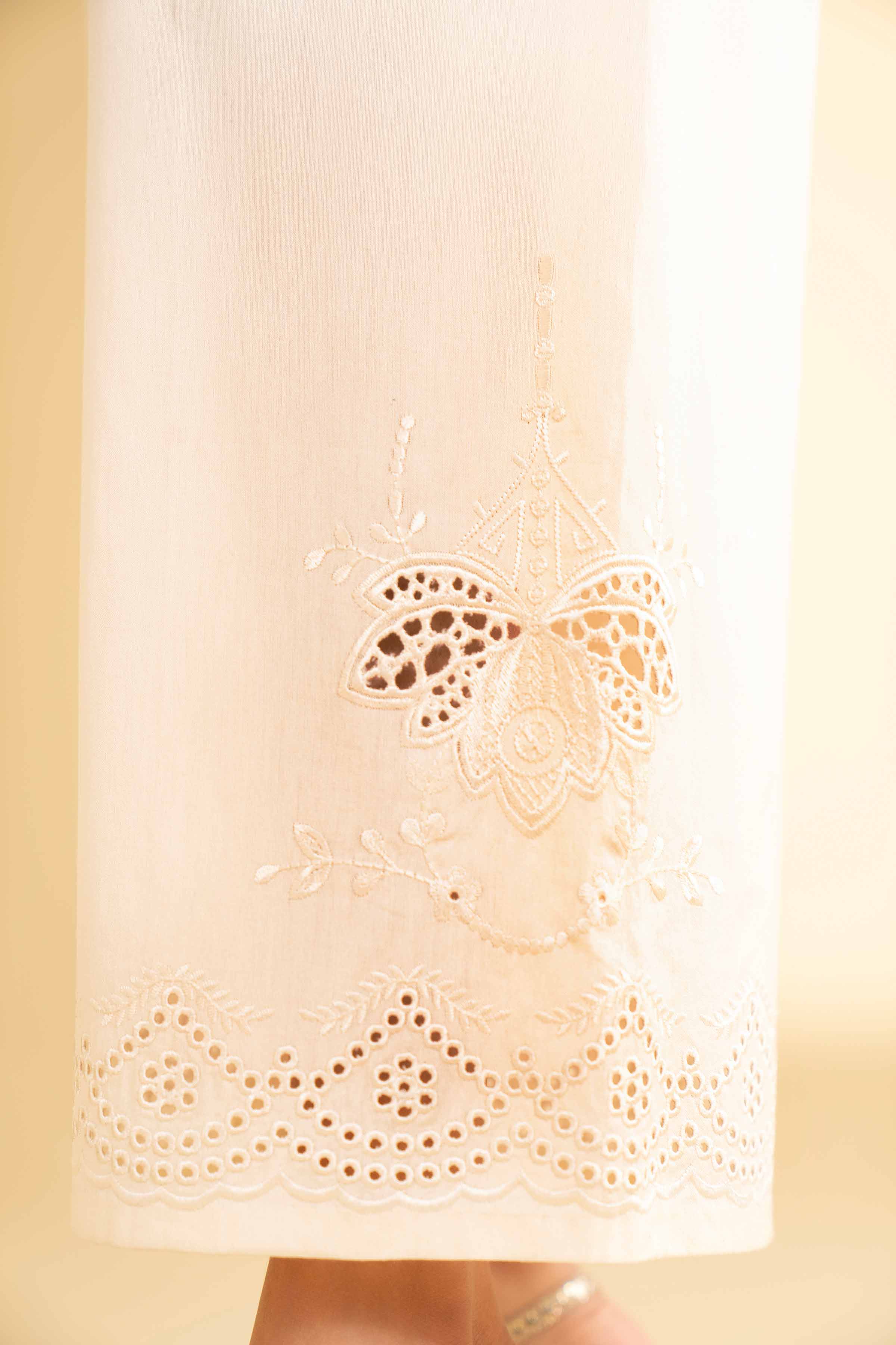 NishatUK - Off White Embroidered Handmade Loom 1-piece ready to wear Trouser