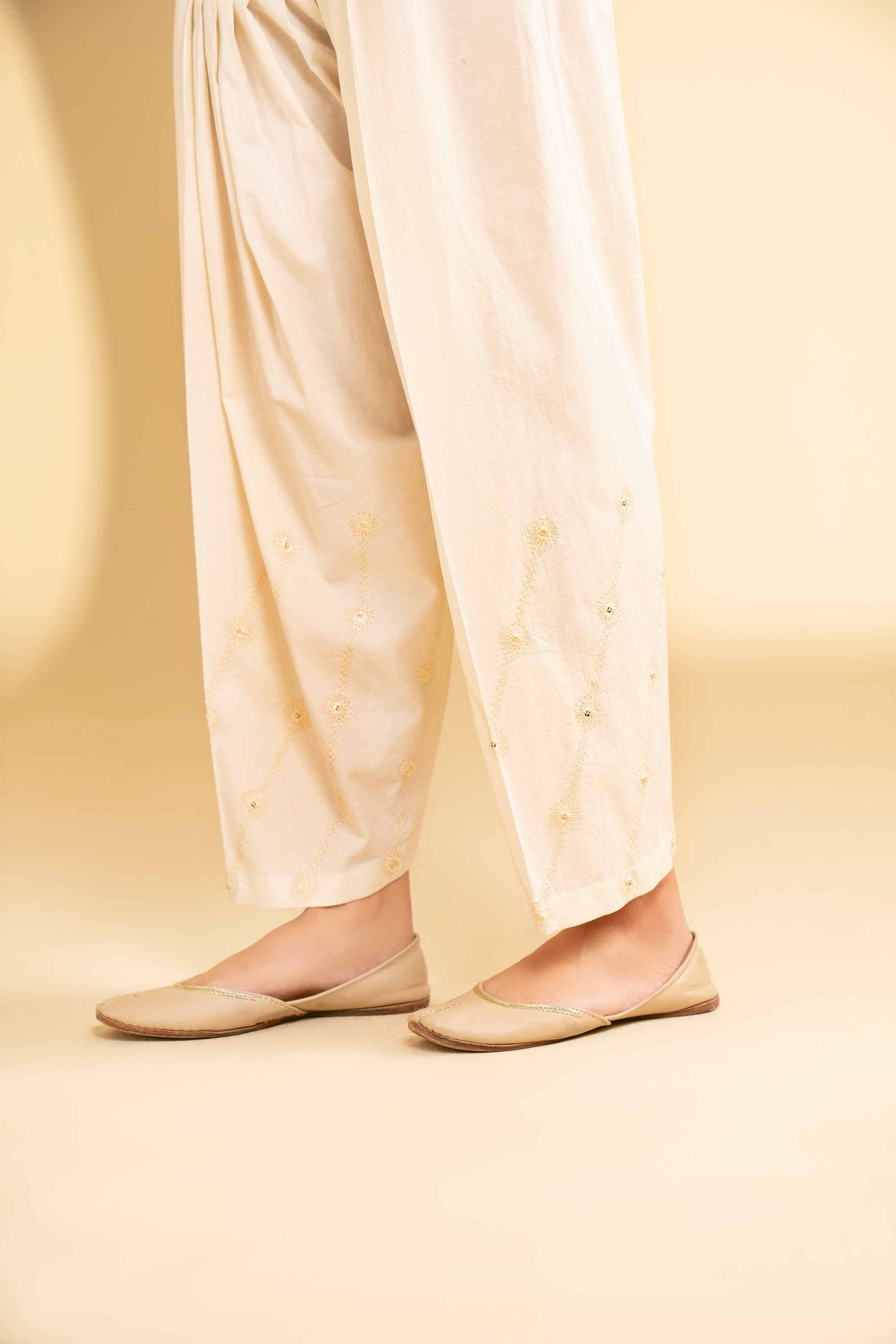 NishatUK - Off White Embroidered Jacquard 1-piece ready to wear Shalwar