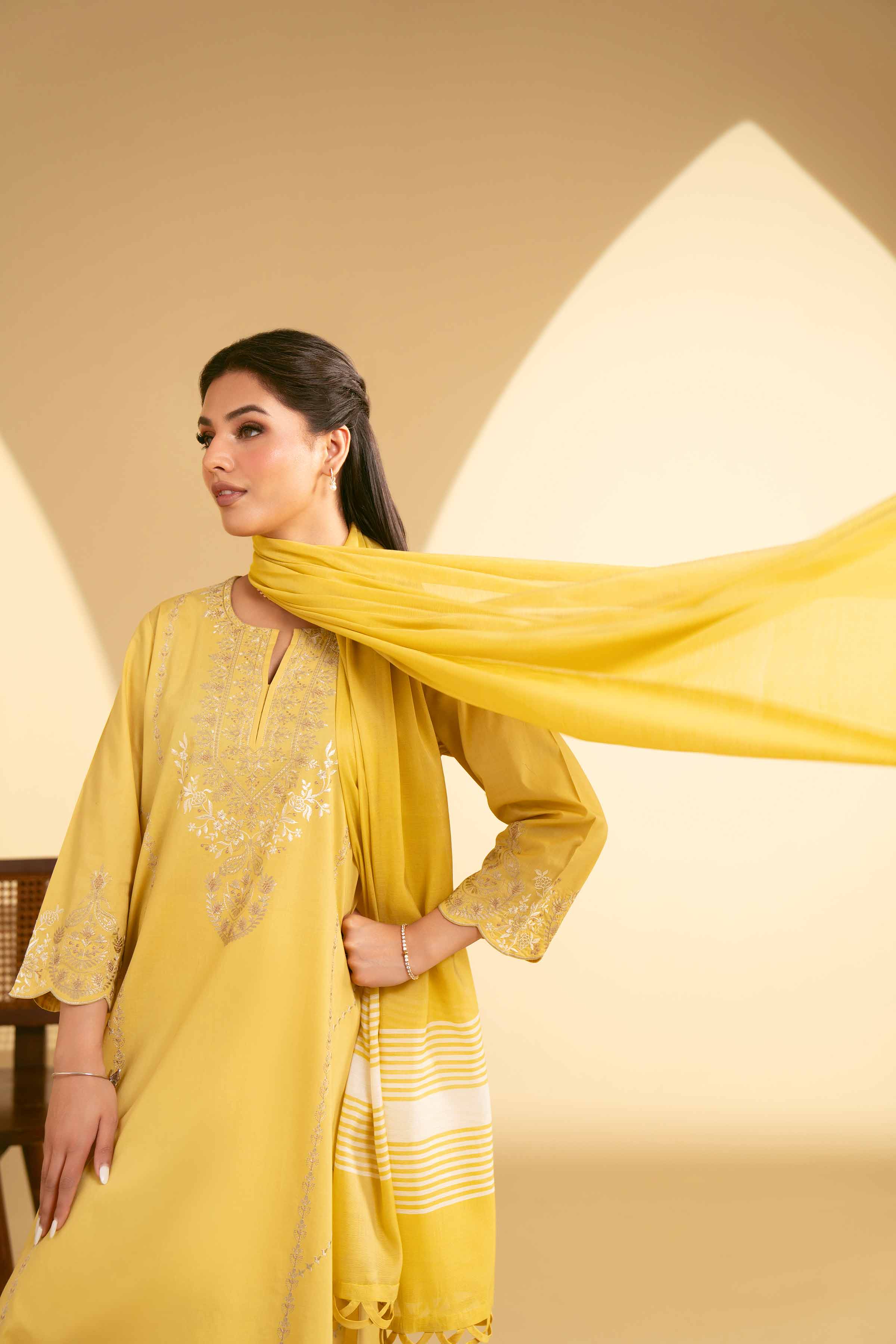 NishatUK - Green Embroidered Cambric 3-piece ready to wear Suit