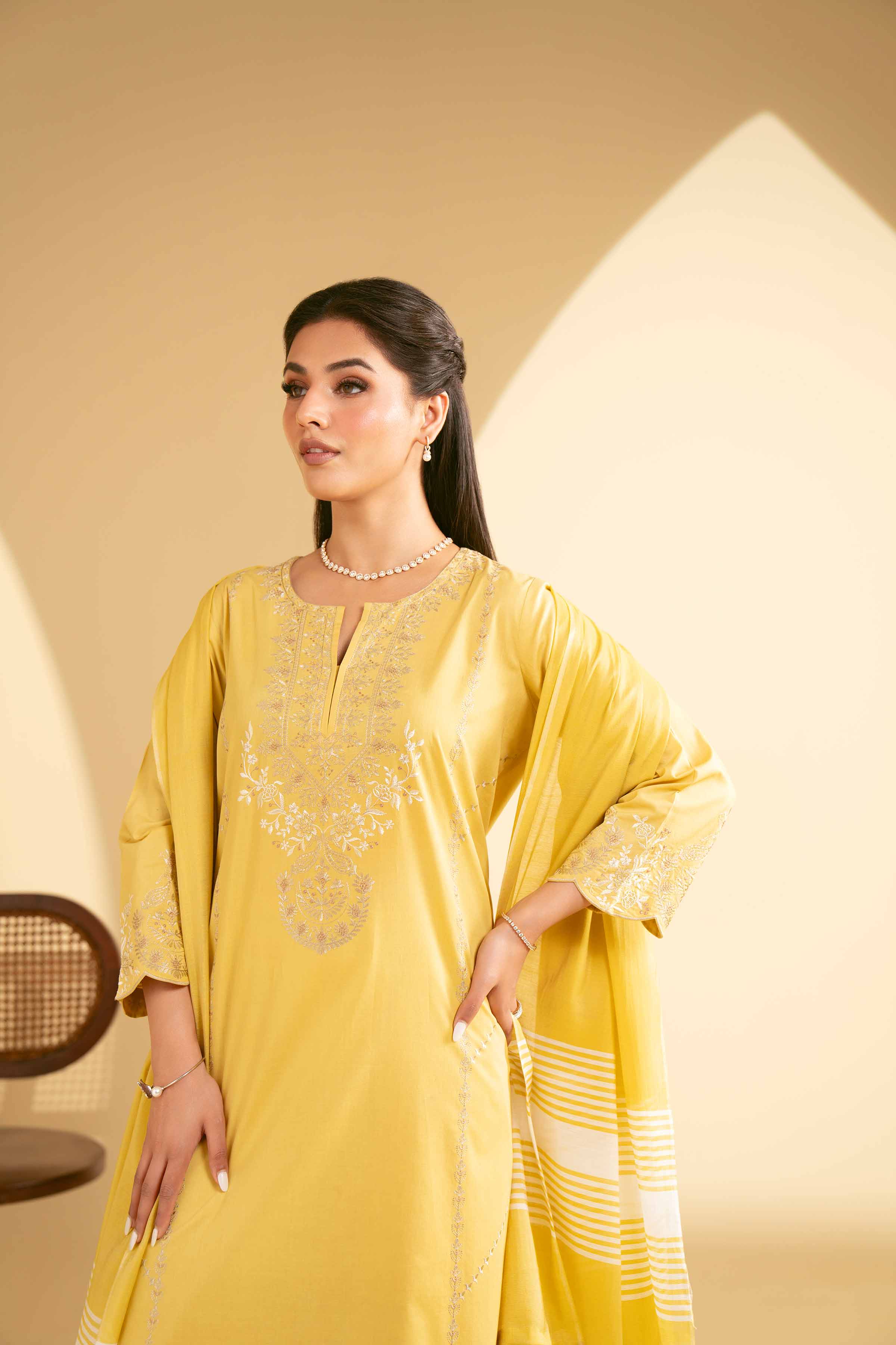 NishatUK - Green Embroidered Cambric 3-piece ready to wear Suit