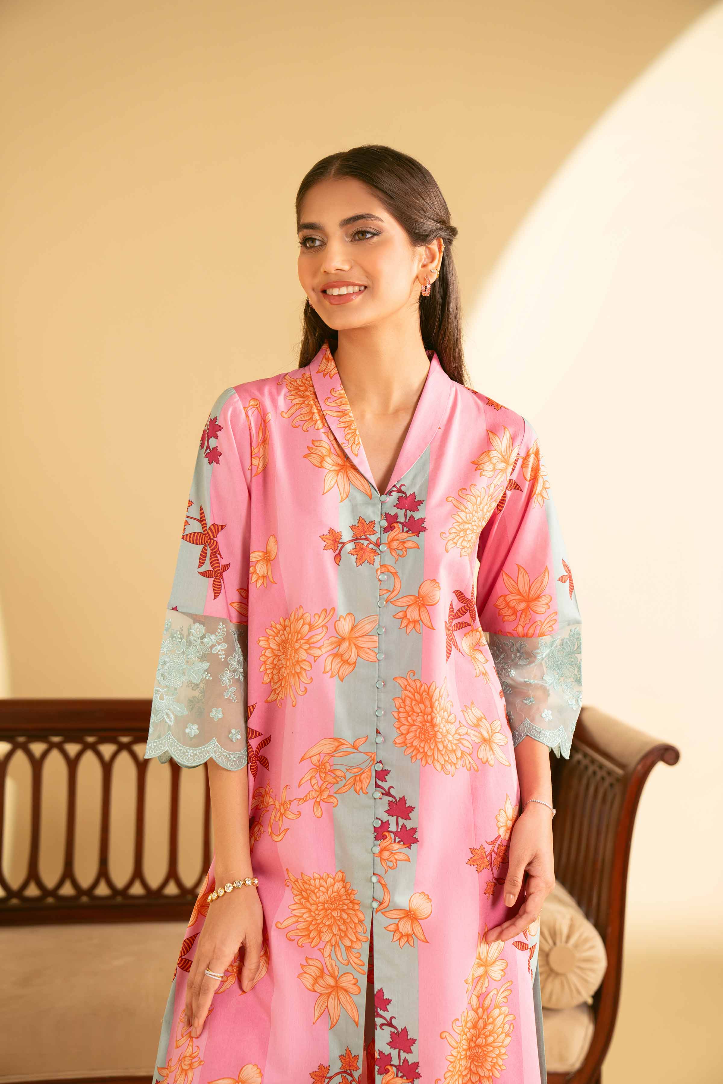 NishatUK - Pink Printed Cambric 2-piece ready to wear Luxury Dress