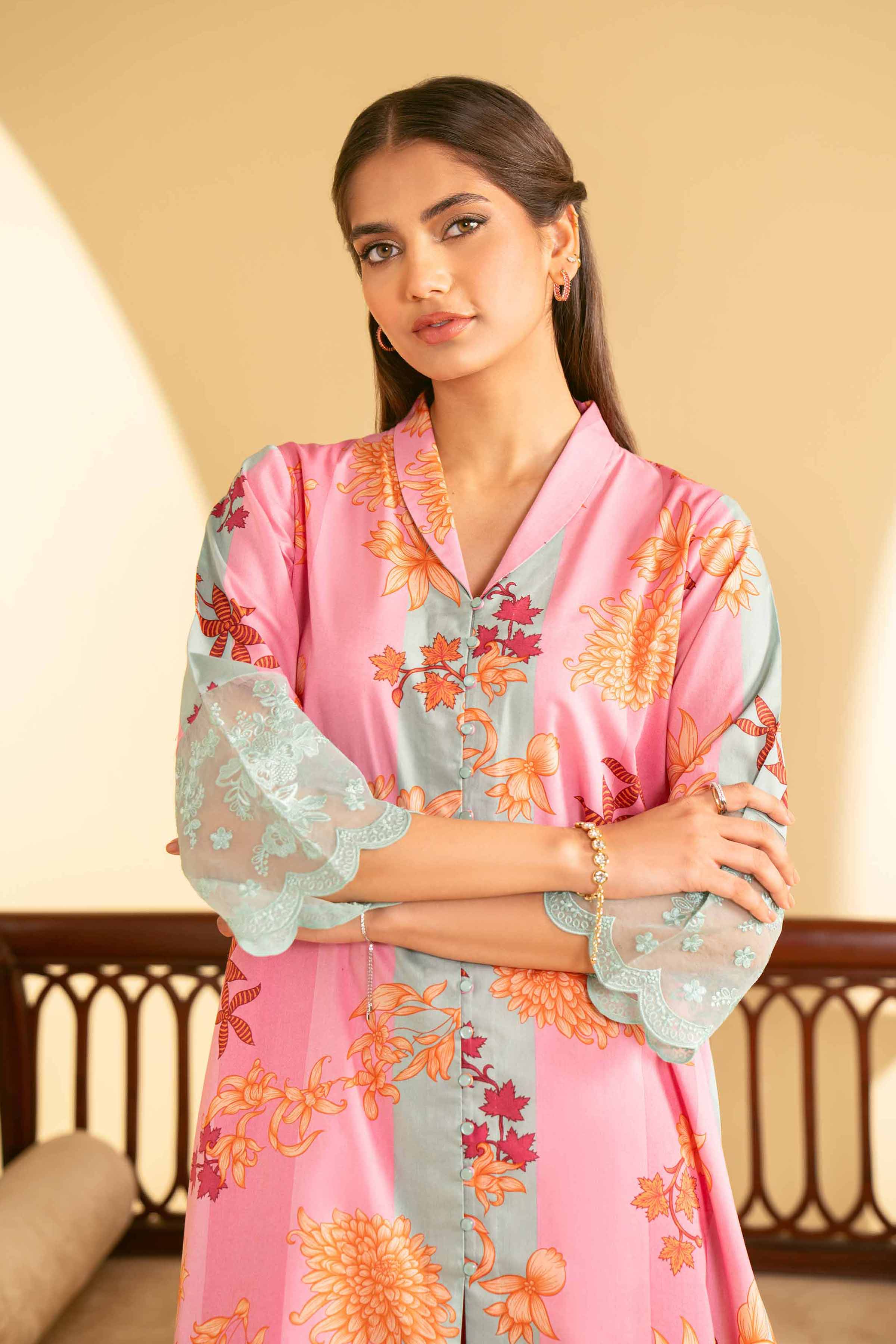 NishatUK - Pink Printed Cambric 2-piece ready to wear Luxury Dress