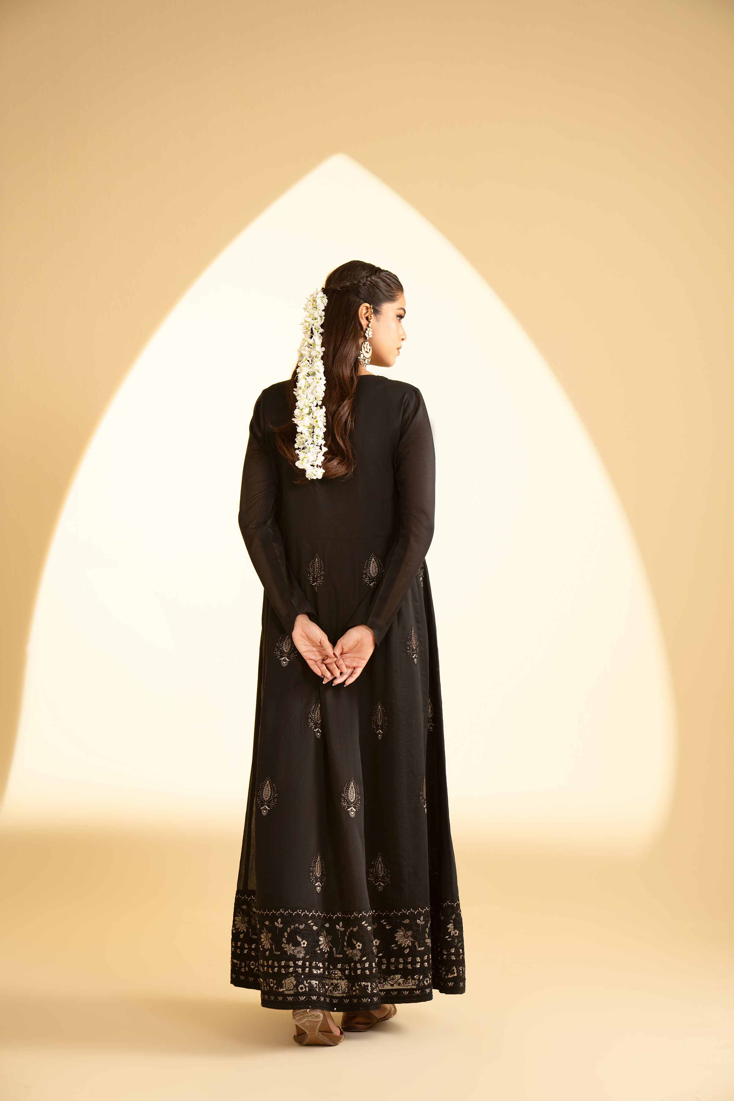 NishatUK - Black Embroidered Lawn 1-piece ready to wear Long Dress
