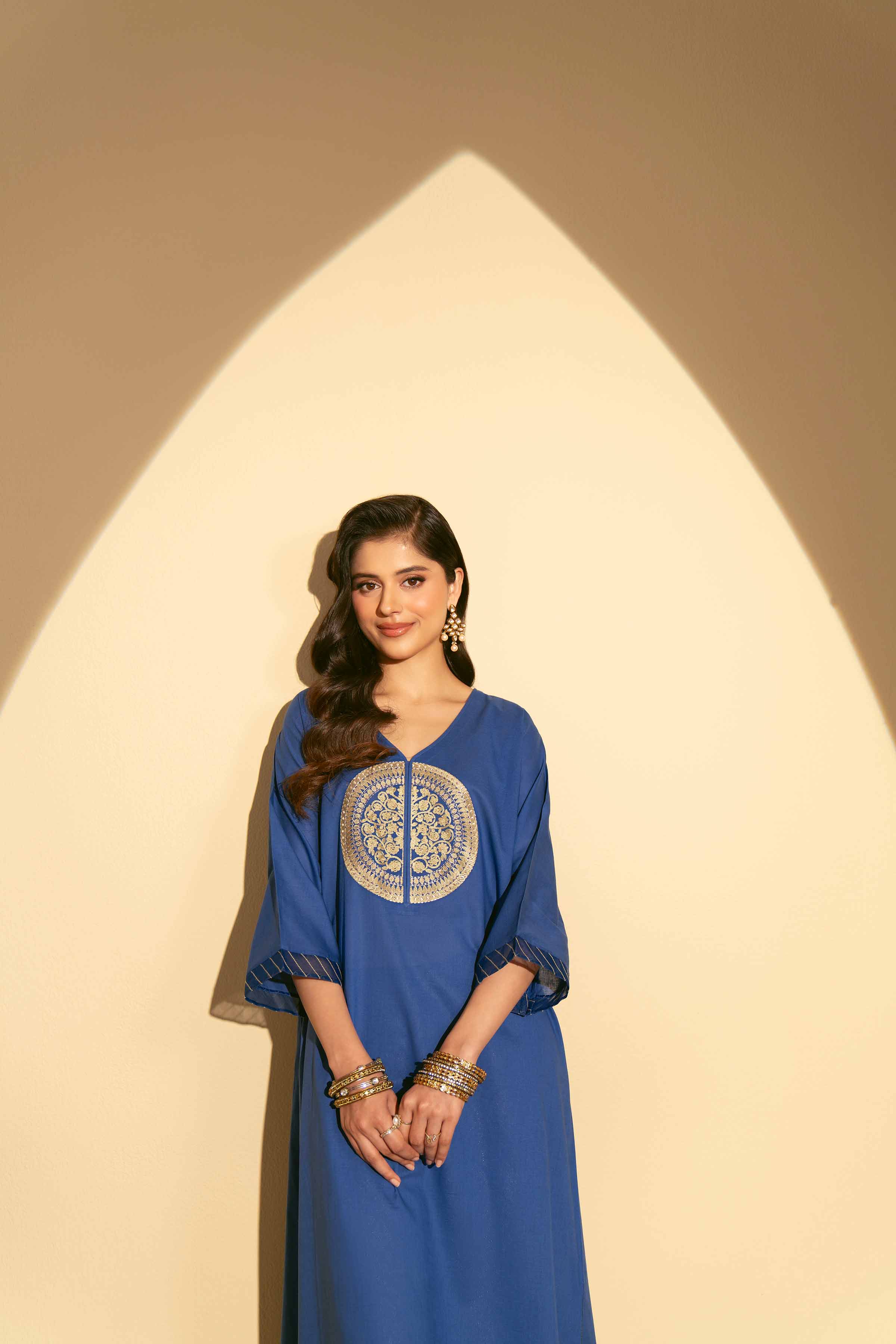 NishatUK - Royal Blue Embroidered Yarn Dyed 2-piece ready to wear Luxury Dress