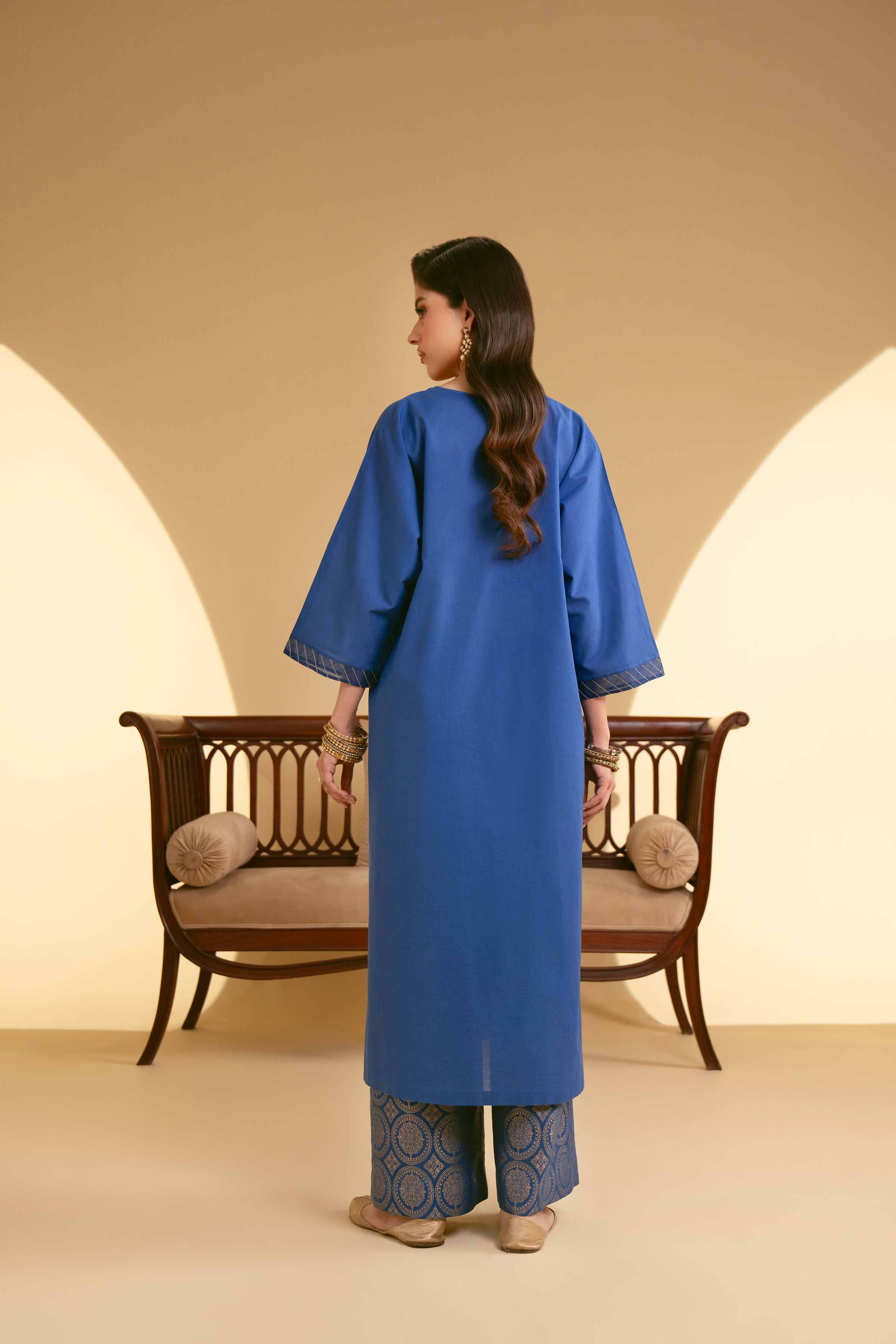 NishatUK - Royal Blue Embroidered Yarn Dyed 2-piece ready to wear Luxury Dress