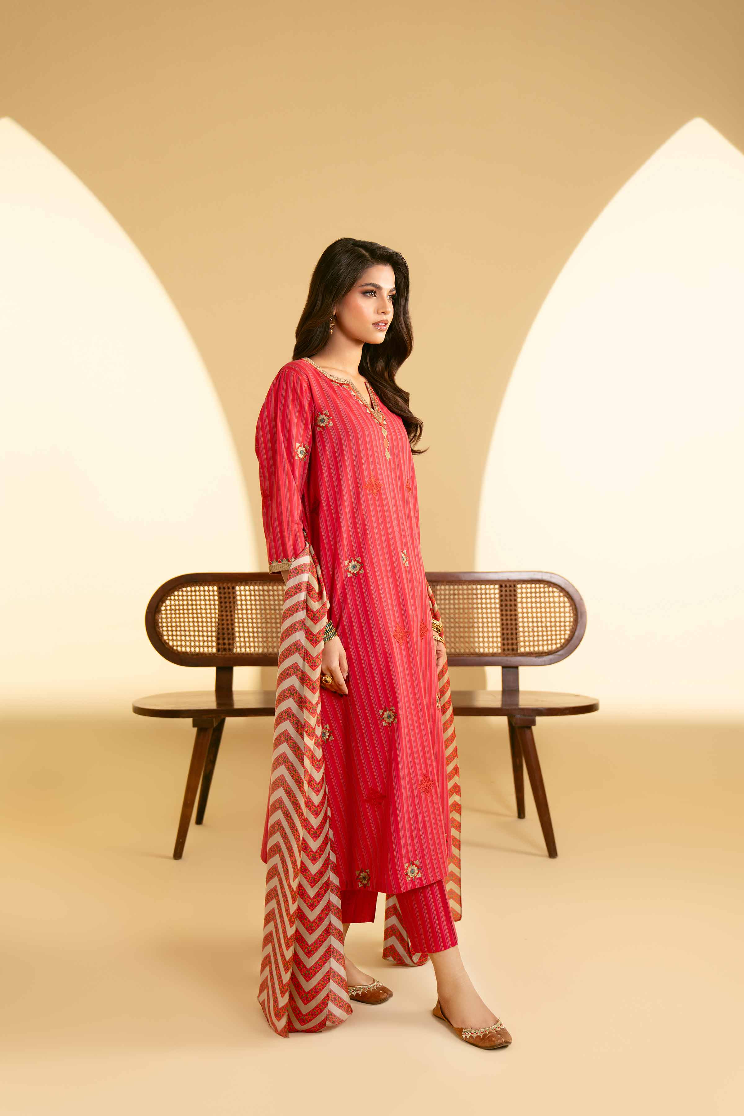 NishatUK - Rose Embroidered Yarn Dyed 3-piece ready to wear Suit