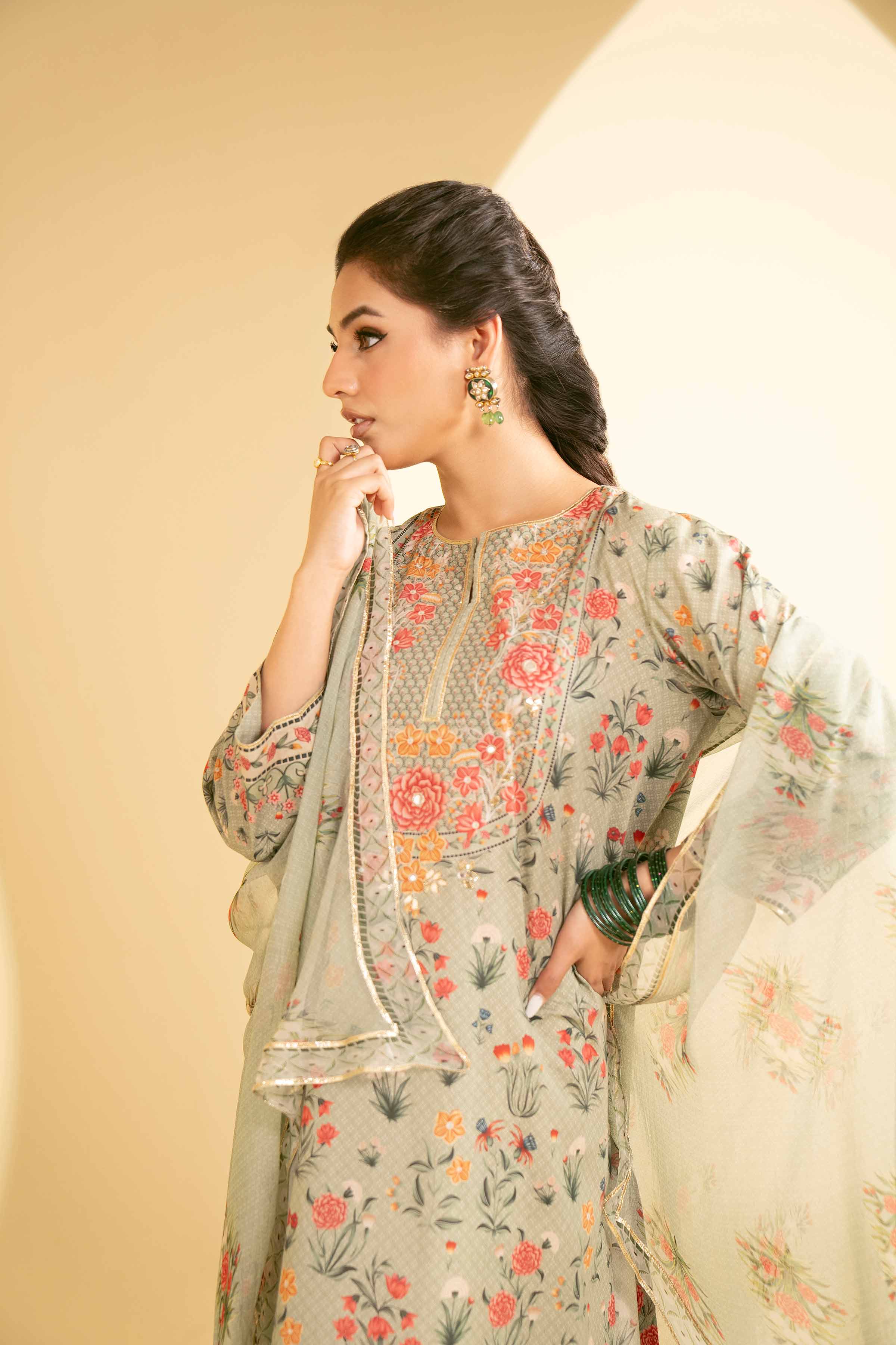 NishatUK - Mint Printed Cambric 3-piece ready to wear Suit