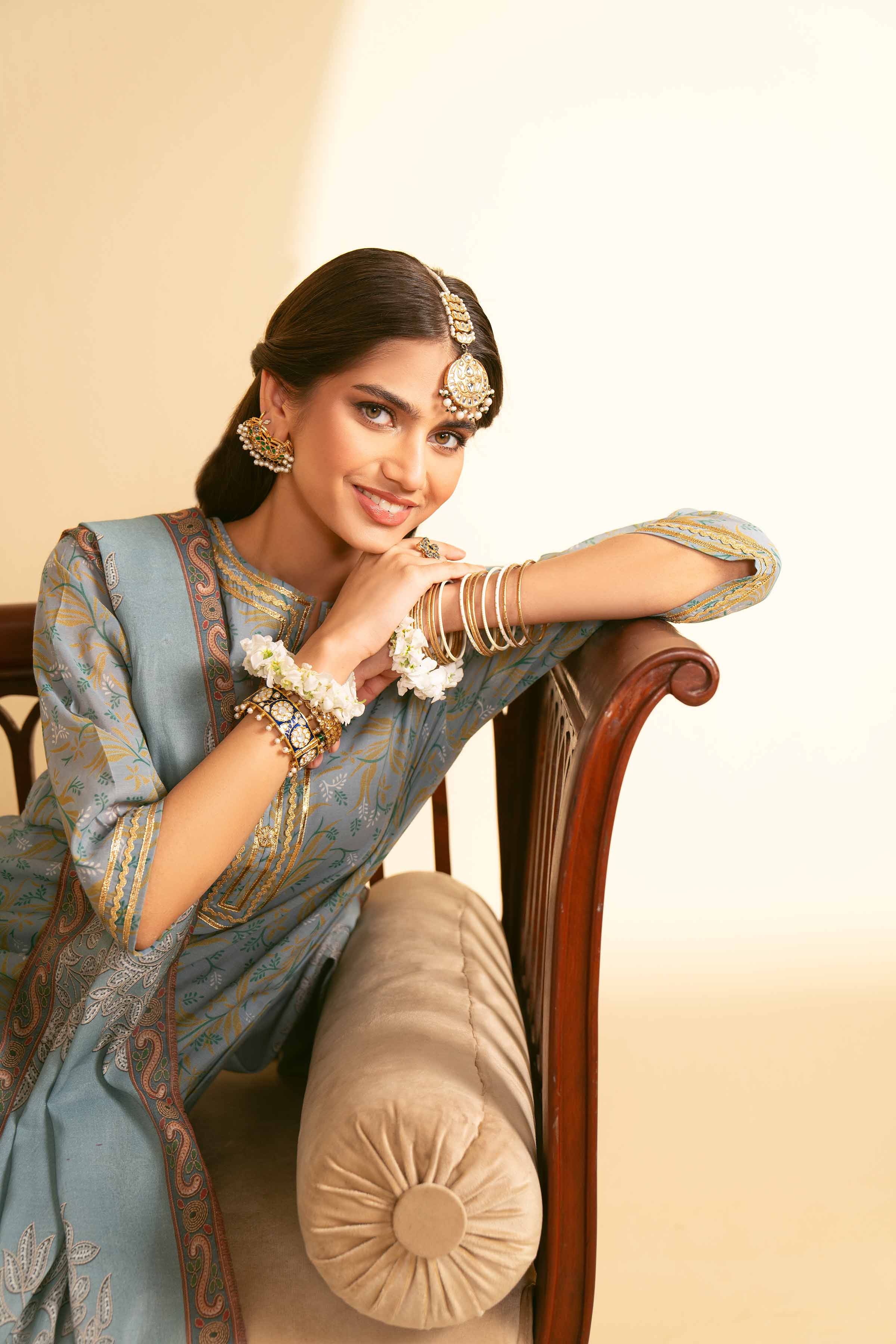 NishatUK - Blue Embroidered Lawn 3-piece ready to wear Suit