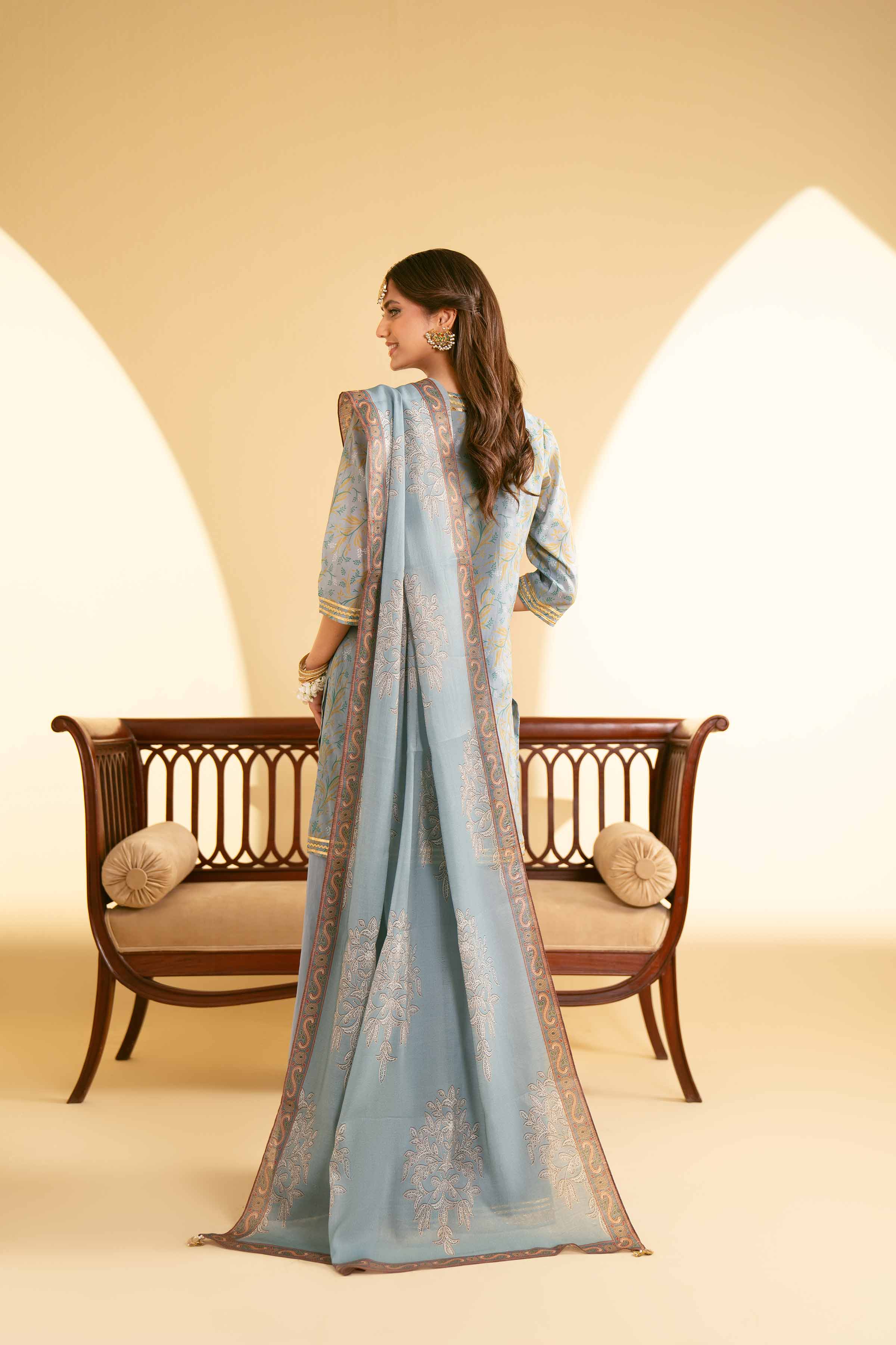 NishatUK - Blue Embroidered Lawn 3-piece ready to wear Suit