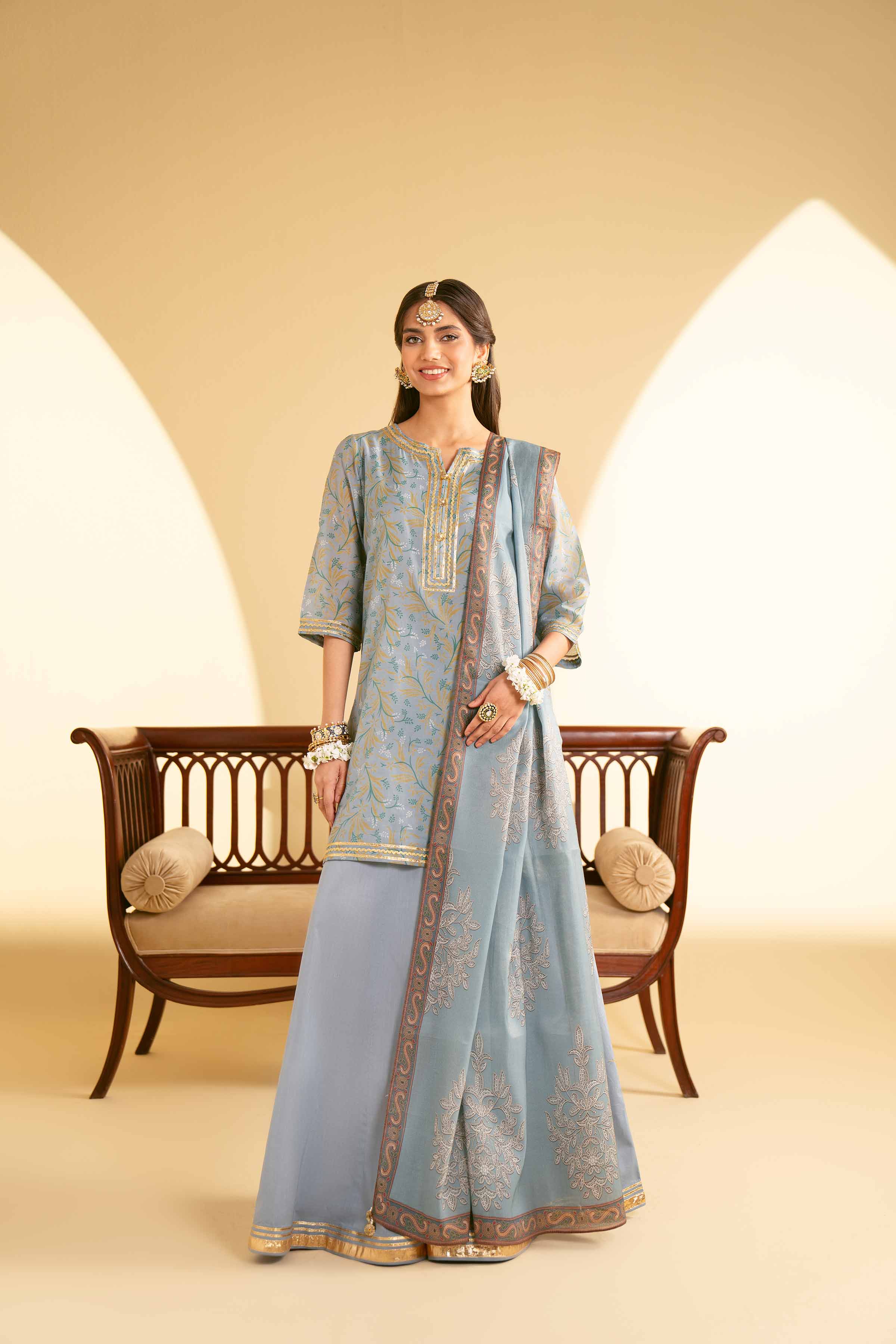 NishatUK - Blue Embroidered Lawn 3-piece ready to wear Suit