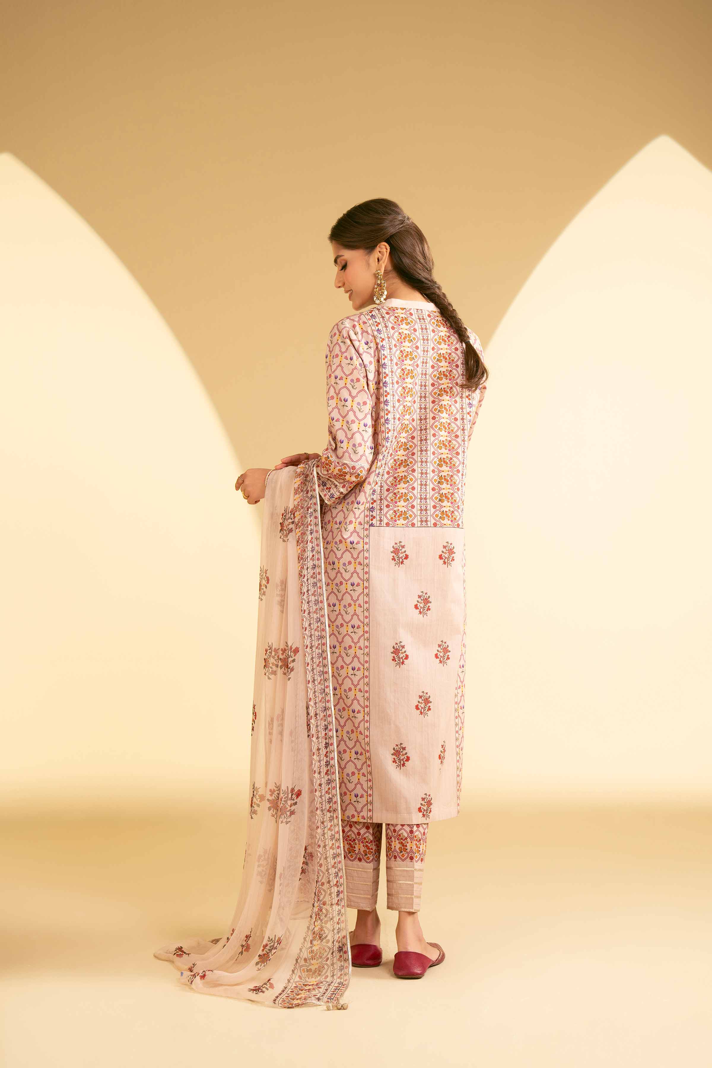 NishatUK - Beige Embroidered Cambric 3-piece ready to wear Suit