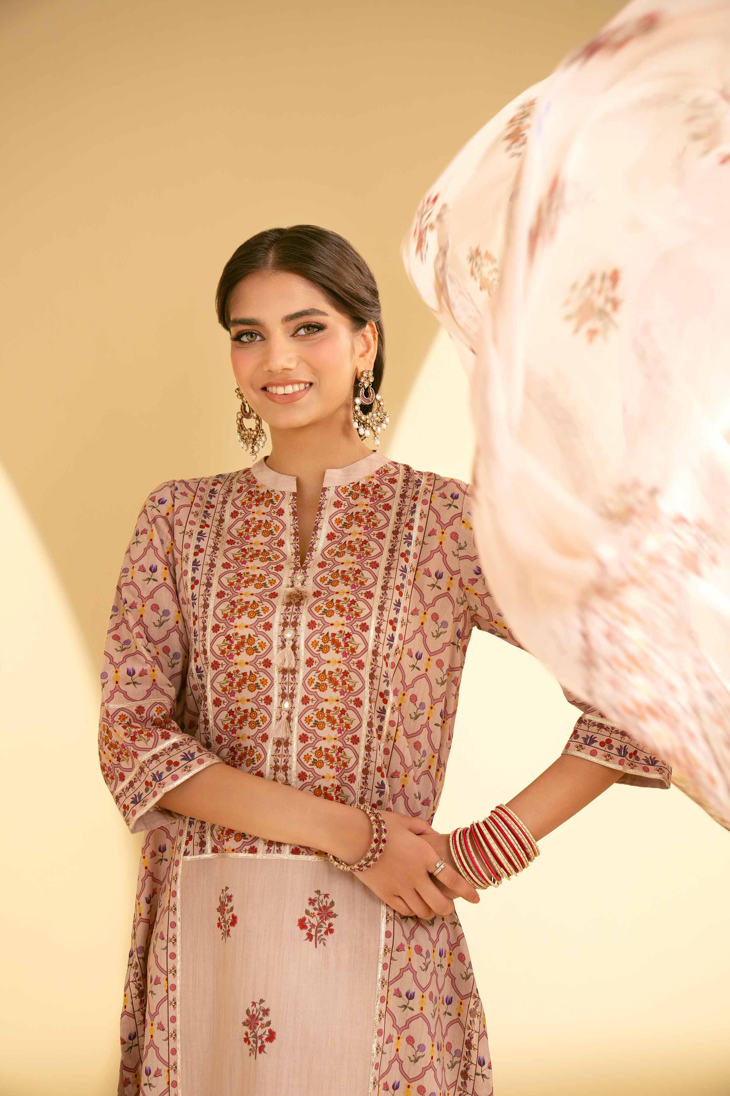 NishatUK - Beige Embroidered Cambric 3-piece ready to wear Suit