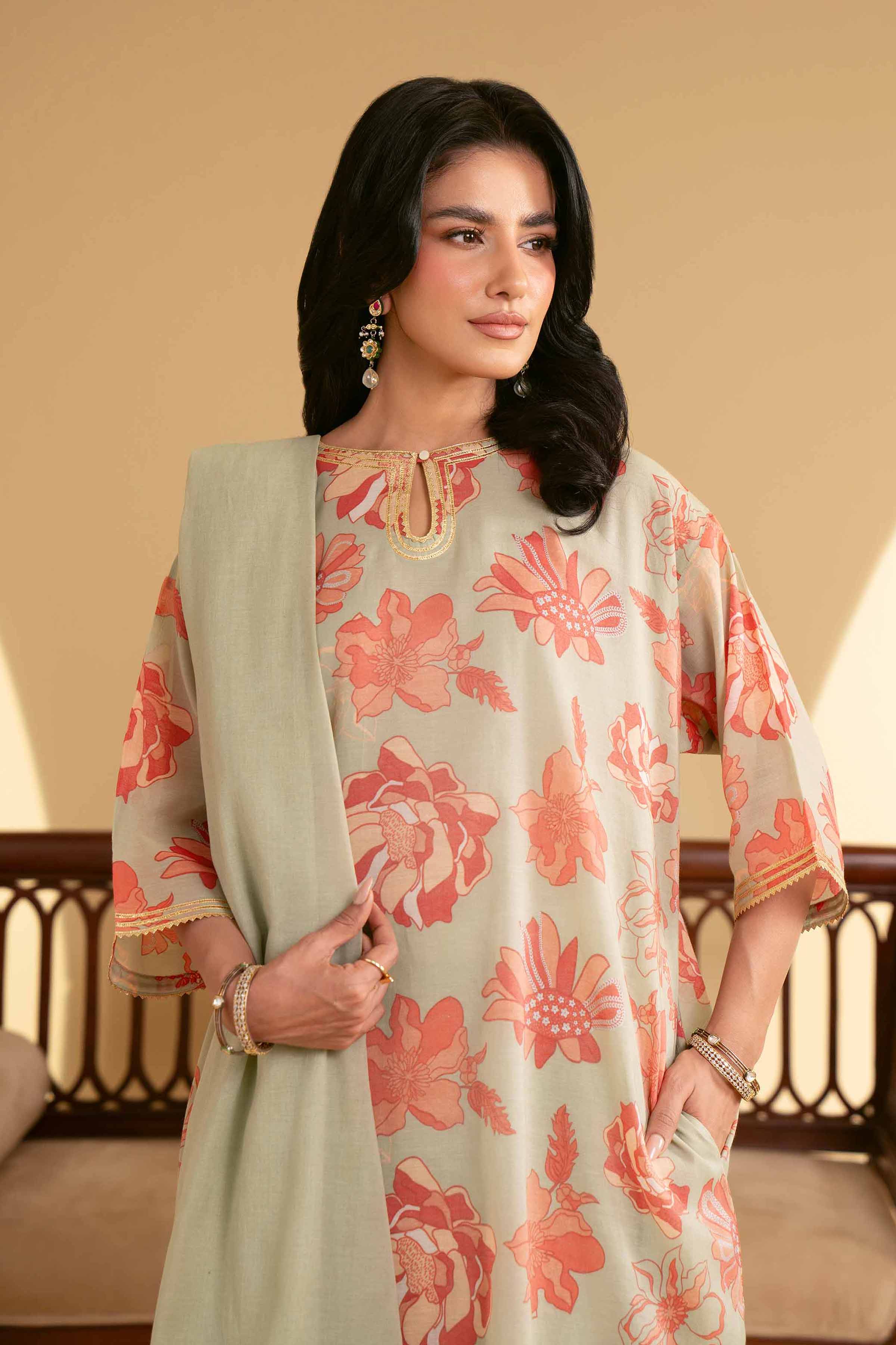 NishatUK - Blue Printed Lawn 3-piece ready to wear Suit