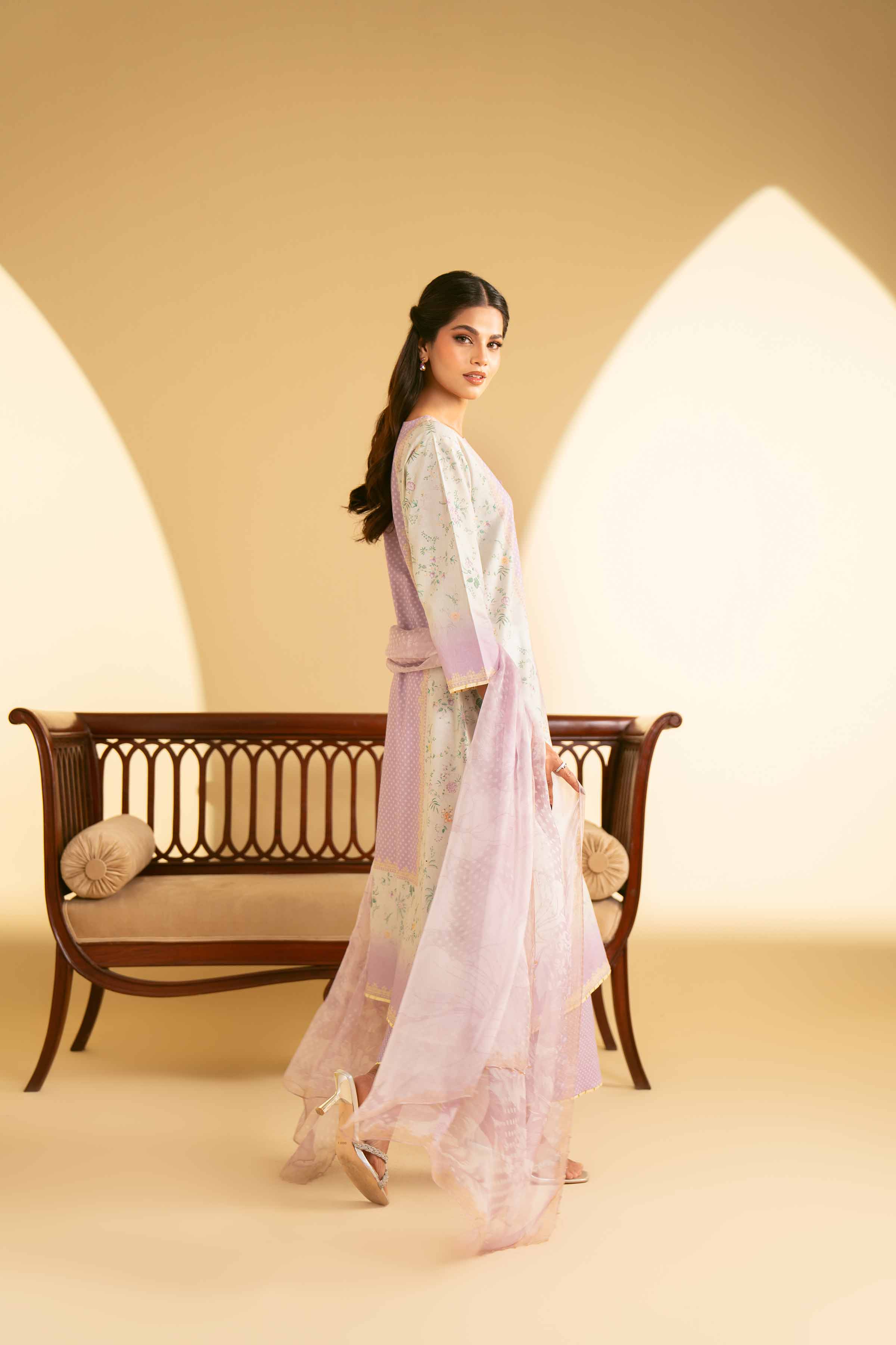 NishatUK - Purple Printed Cambric 3-piece ready to wear Suit