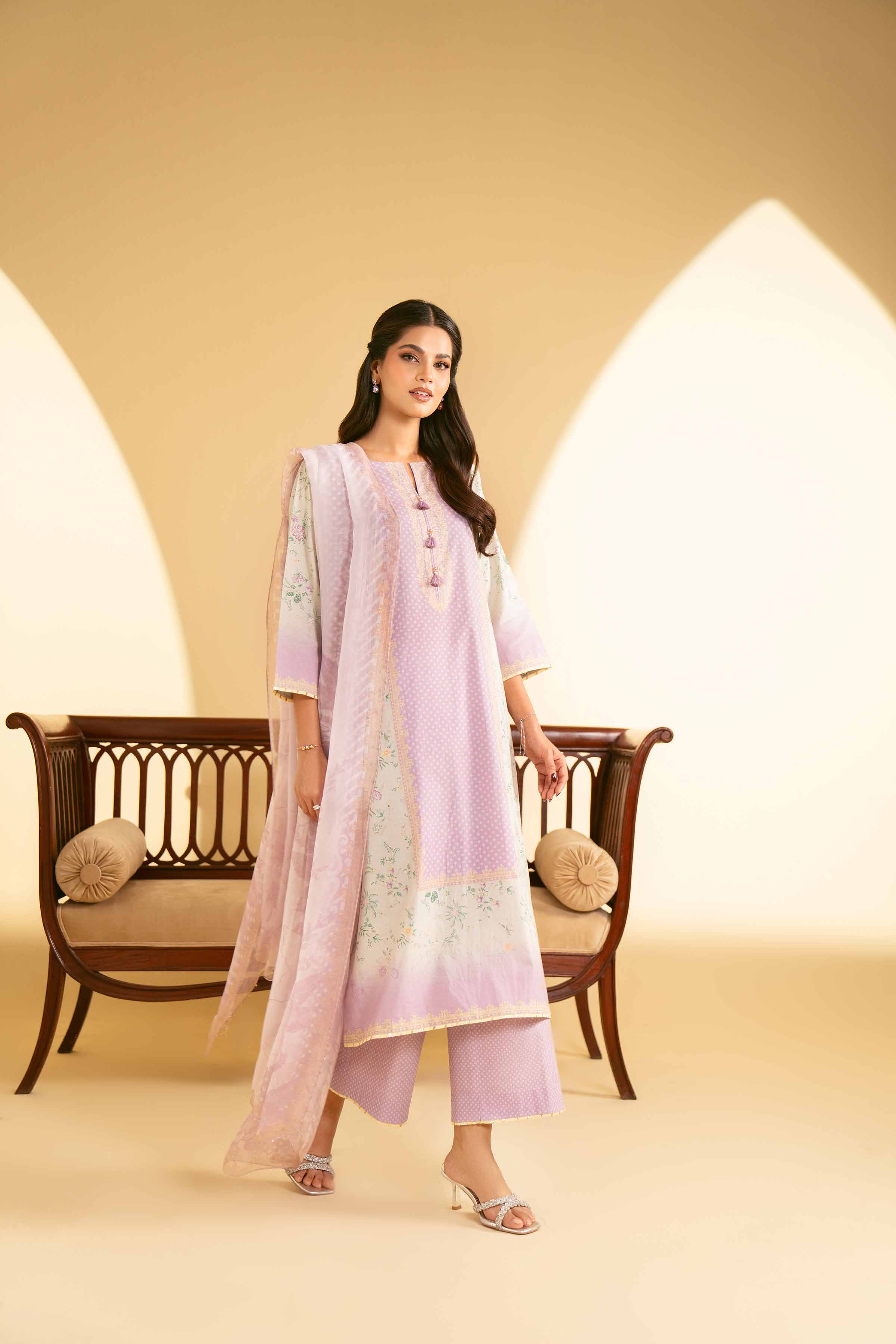 NishatUK - Purple Printed Cambric 3-piece ready to wear Suit