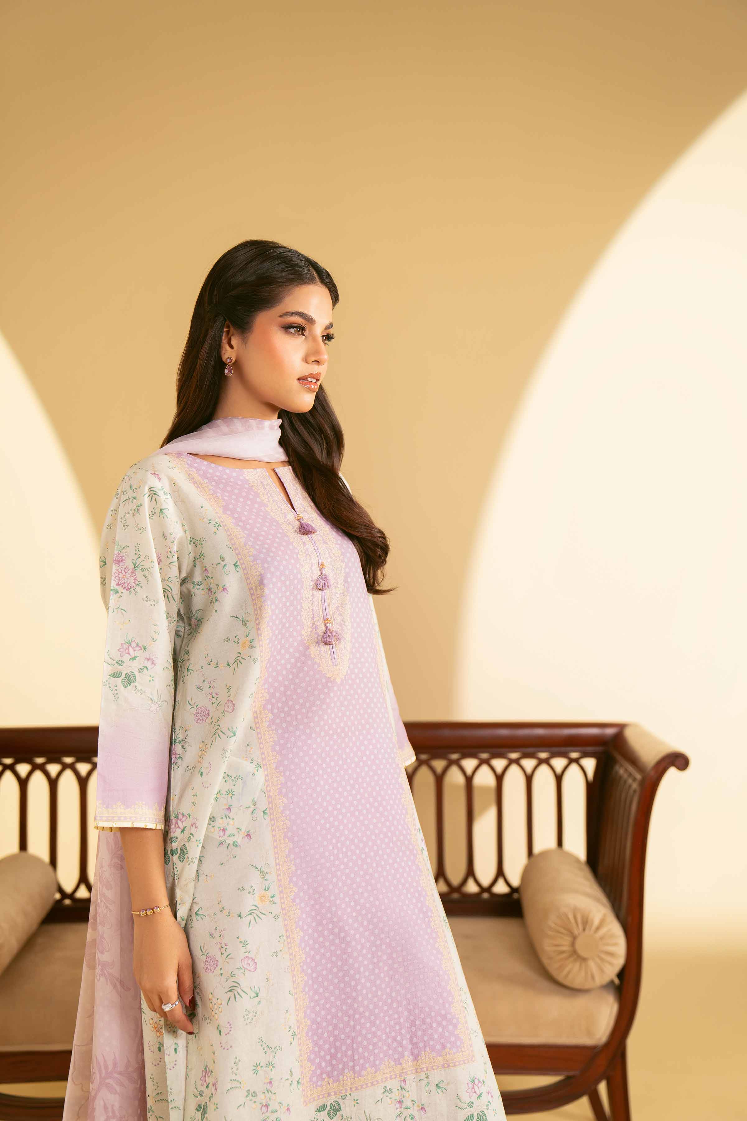 NishatUK - Purple Printed Cambric 3-piece ready to wear Suit