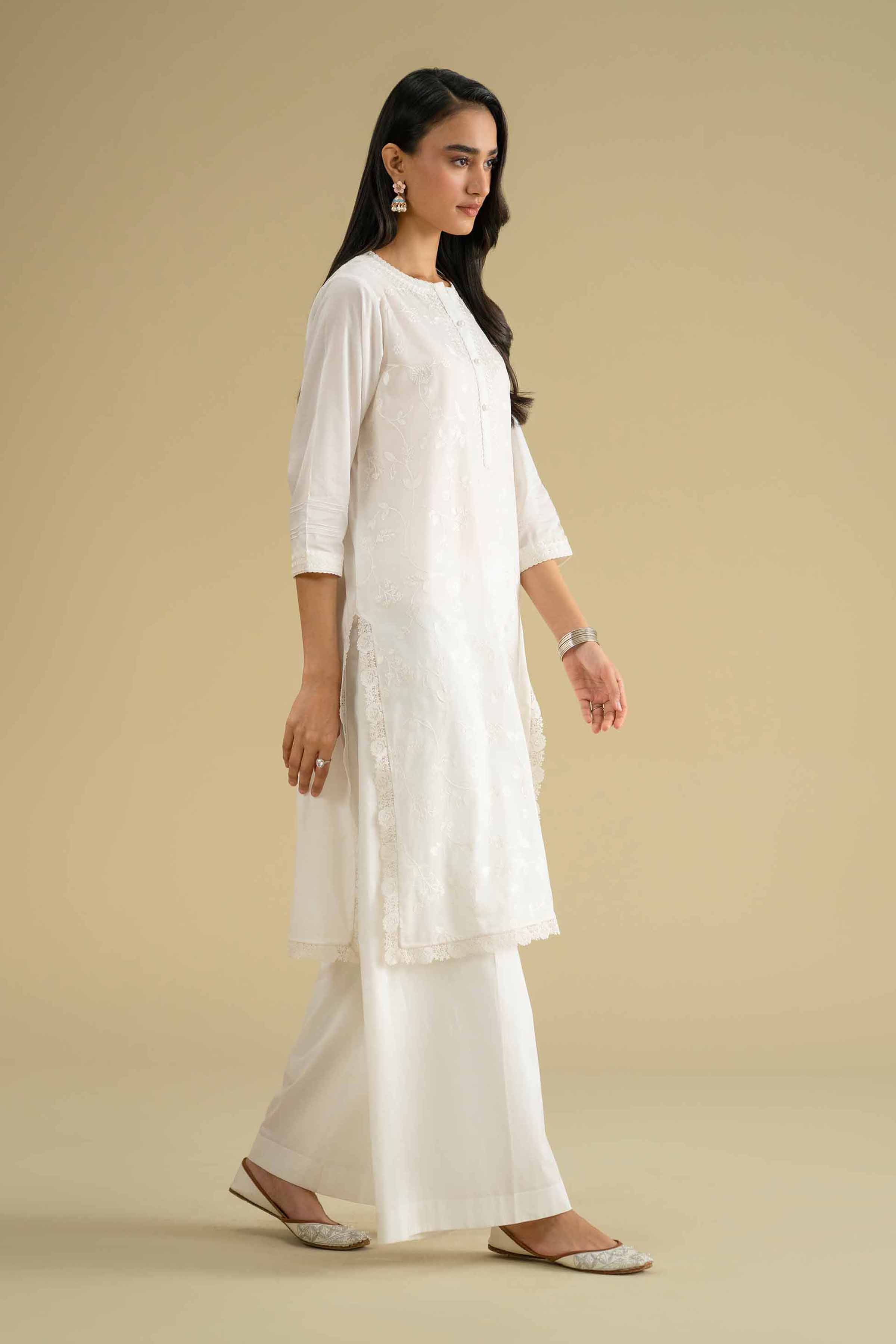NishatUK - White Embroidered Cambric 1-piece ready to wear Shirt