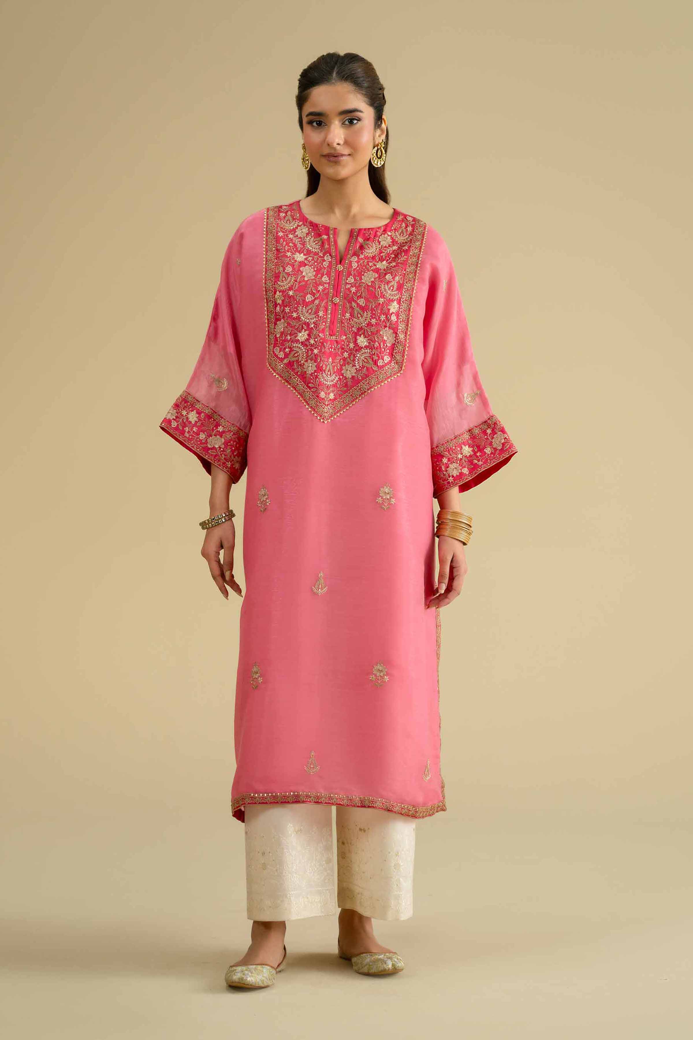 Nishat UK - Pink Embroidered Silk 1 Piece ready To Wear luxury Shirt