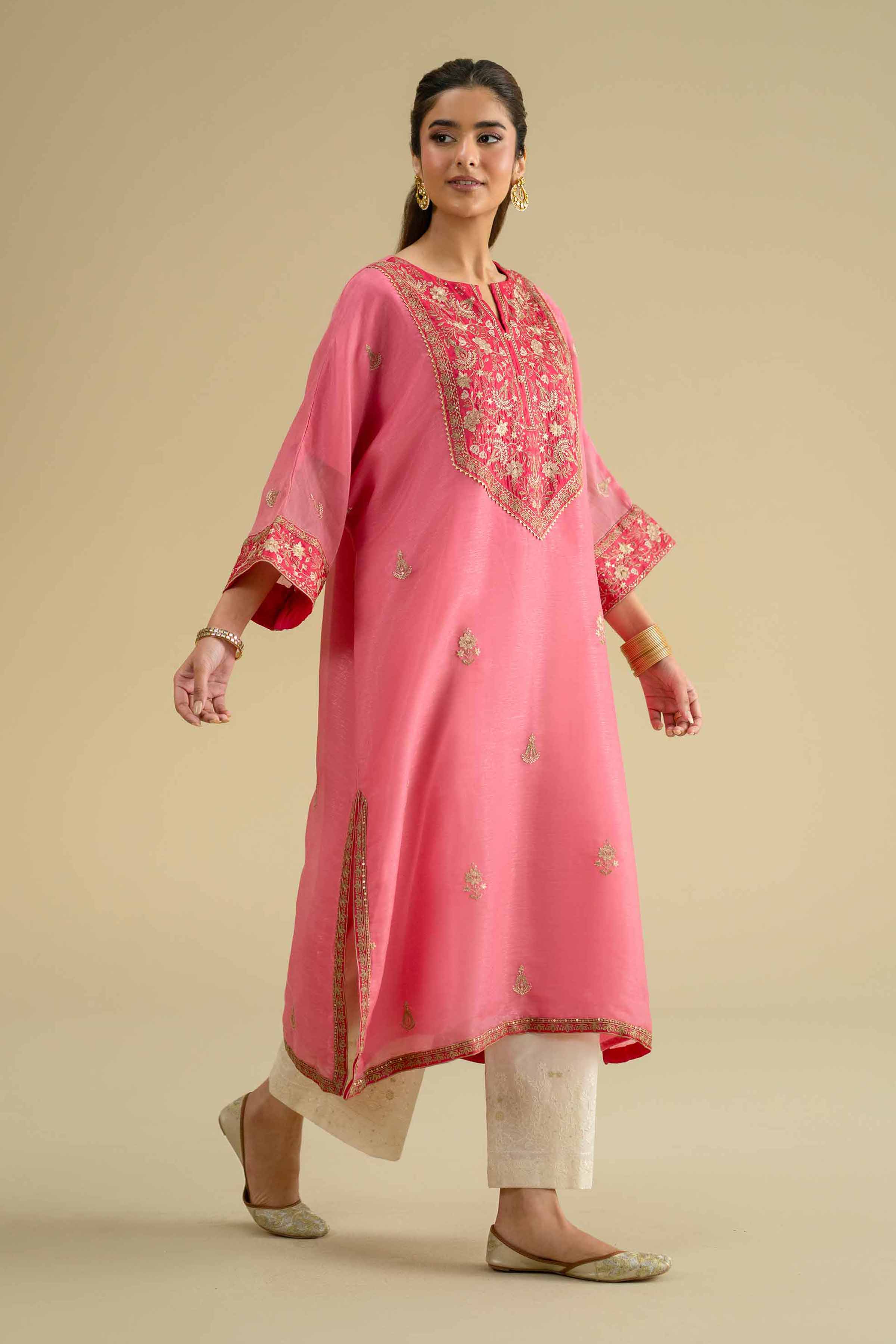Nishat UK - Pink Embroidered Silk 1 Piece ready To Wear luxury Shirt