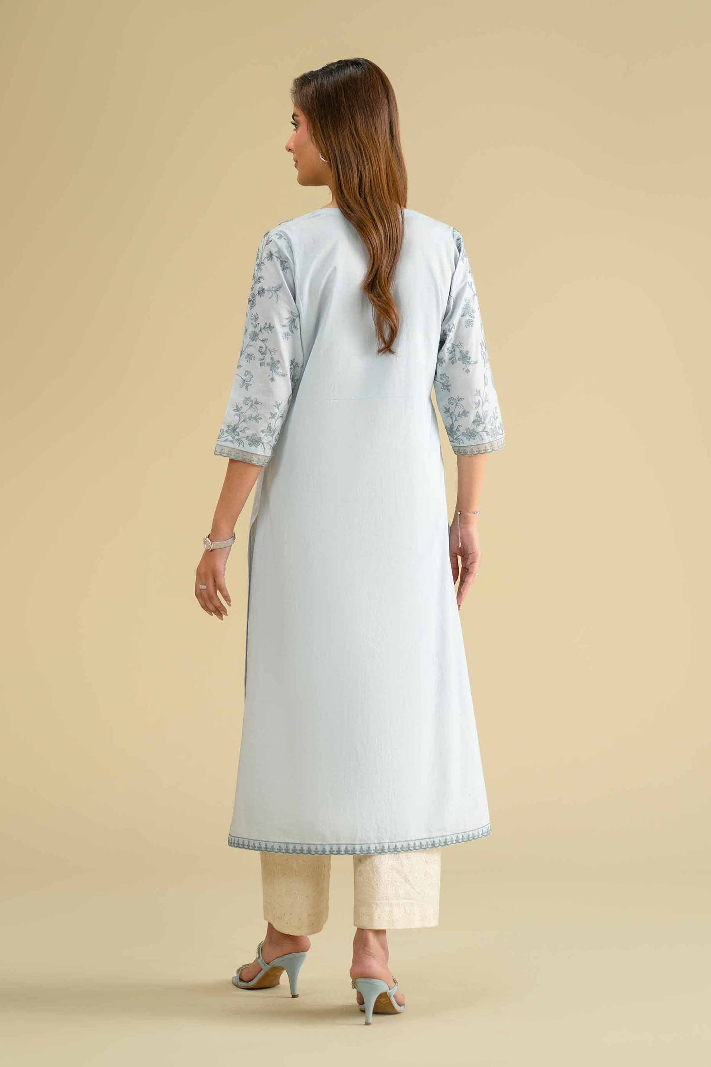 NishatUK - Blue Embroidered Cambric 1-piece ready to wear Shirt