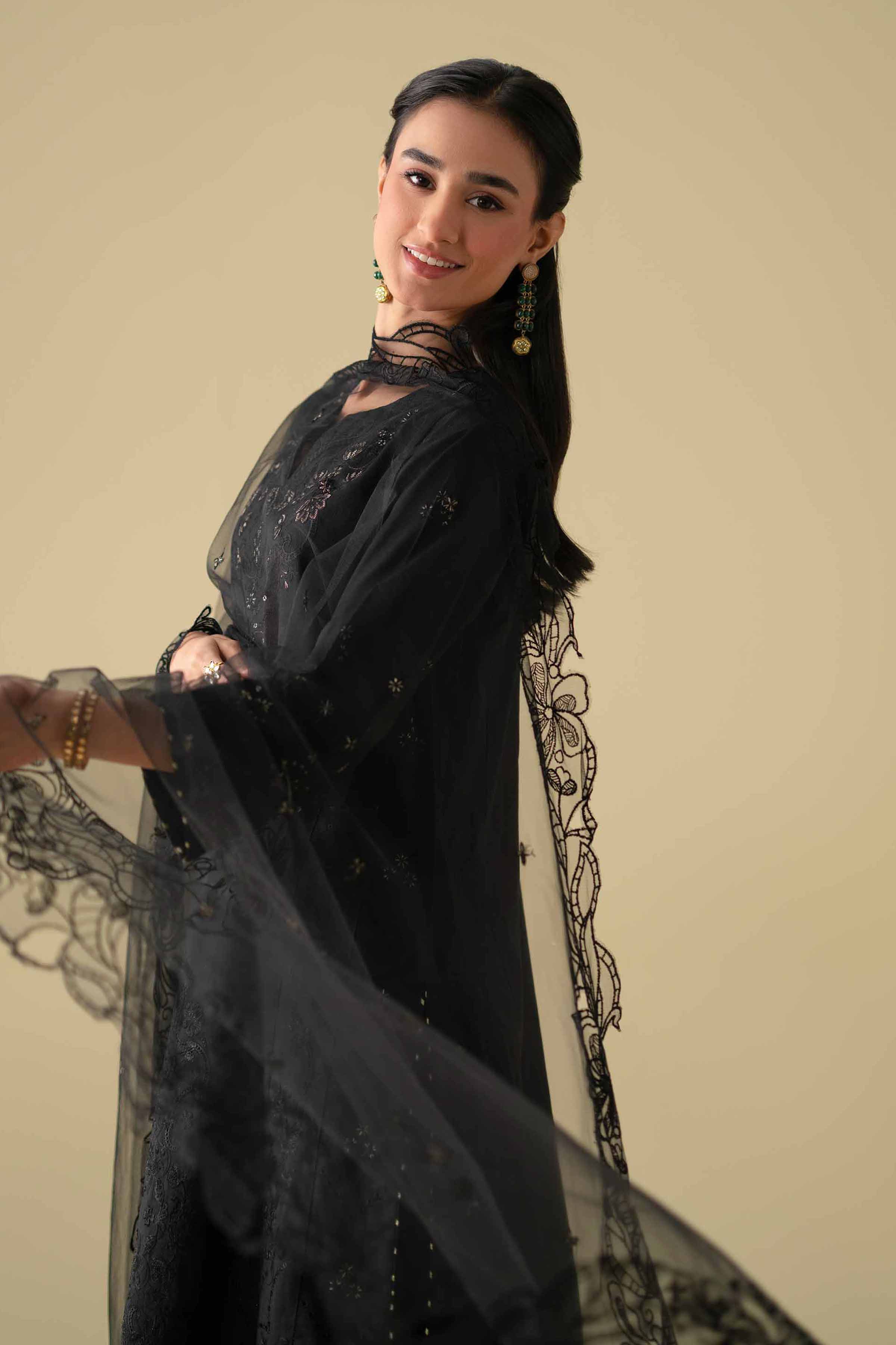 NishatUK - Black Embroidered Cambric ready to wear Suit