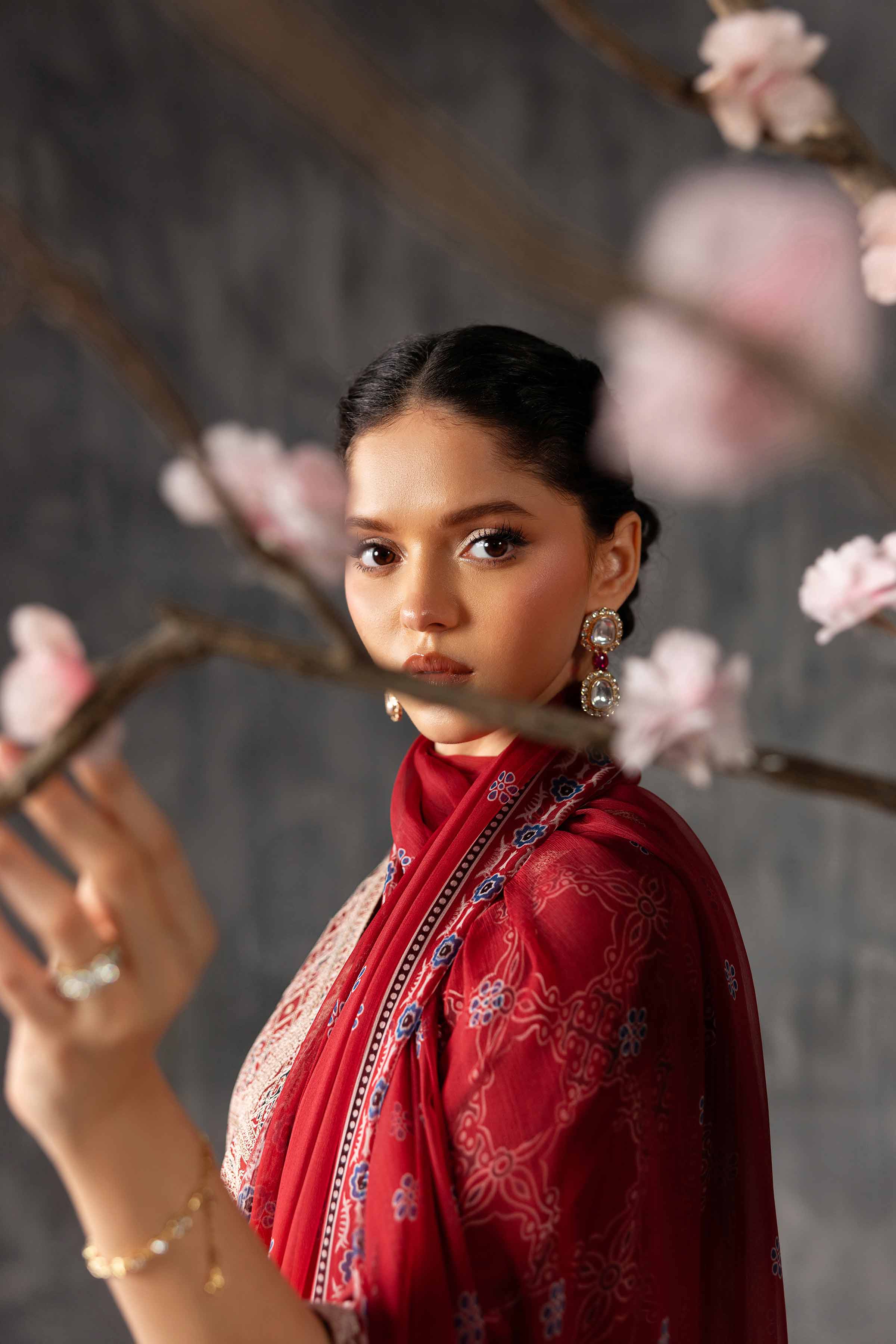 Nishat UK - Red Embroidered Silk 3 Pieces ready to wear luxury Suit