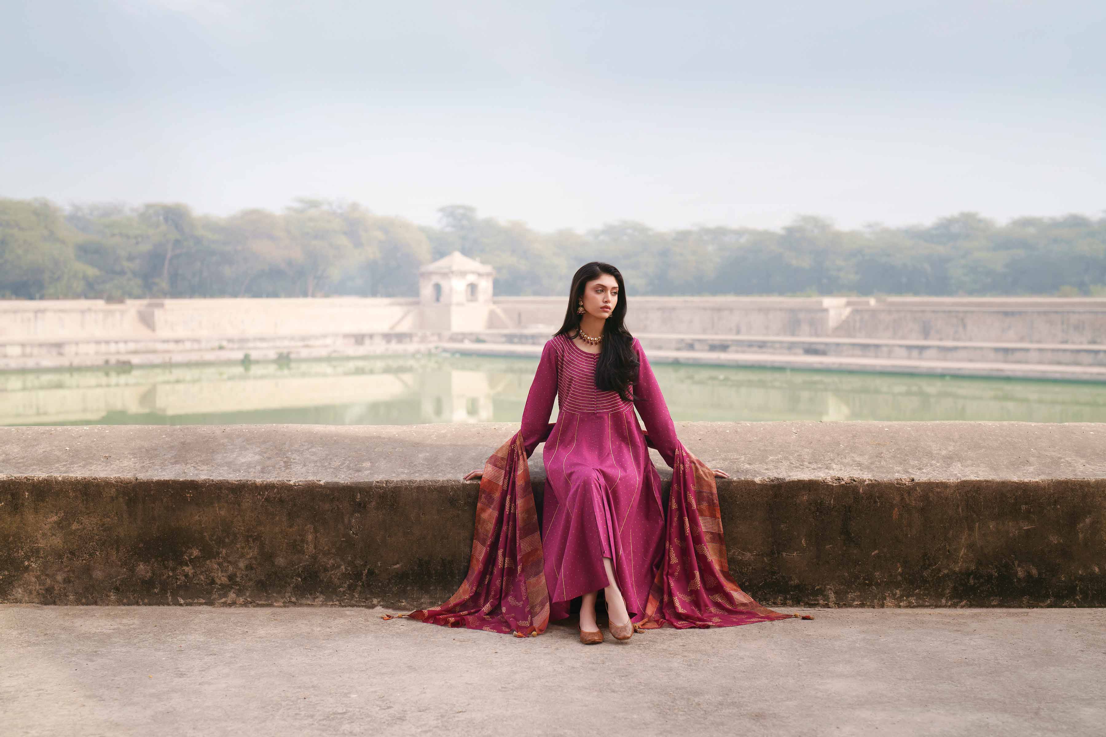 NishatUK - Pink Embroidered Cambric 3-piece ready to wear luxury Suit