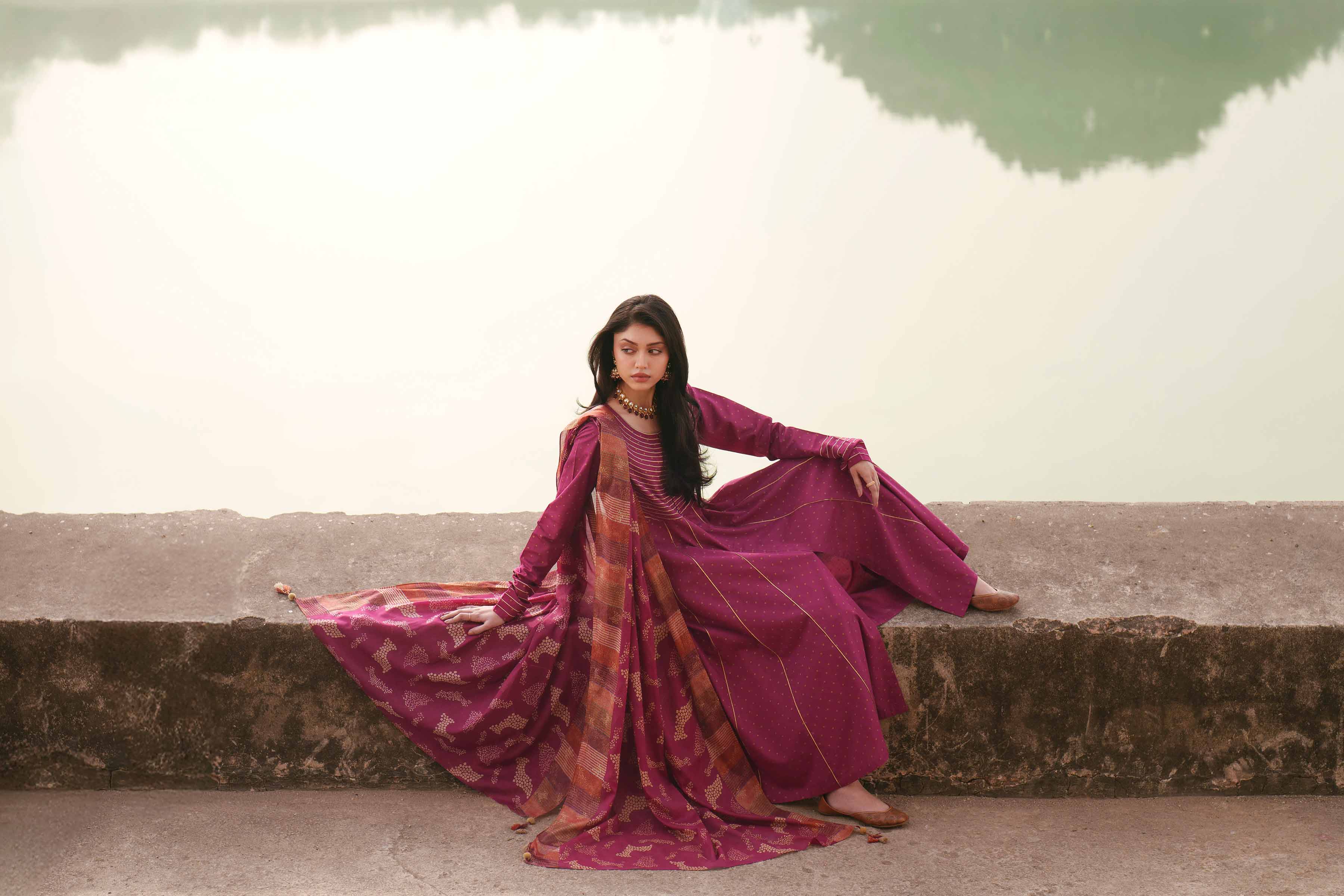 NishatUK - Pink Embroidered Cambric 3-piece ready to wear luxury Suit