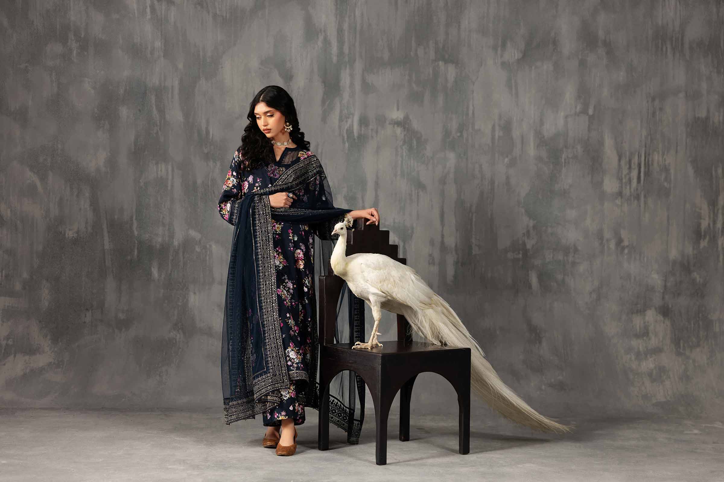 Nishat UK - Blue Embroidered Silk 3-piece ready to wear luxury Suit