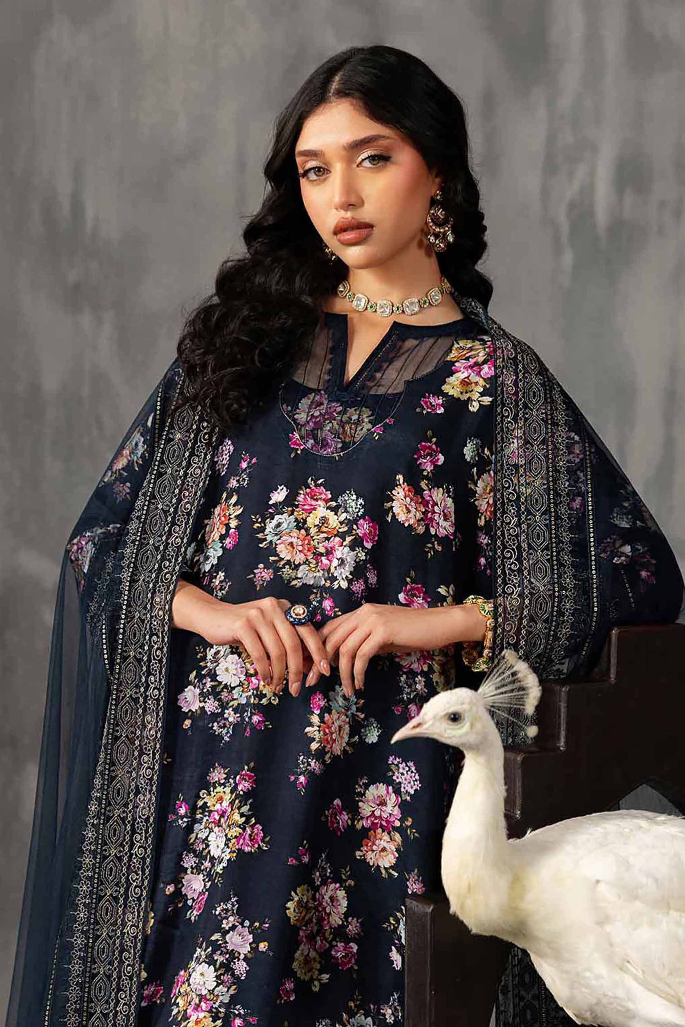 Nishat UK - Blue Embroidered Silk 3-piece ready to wear luxury Suit