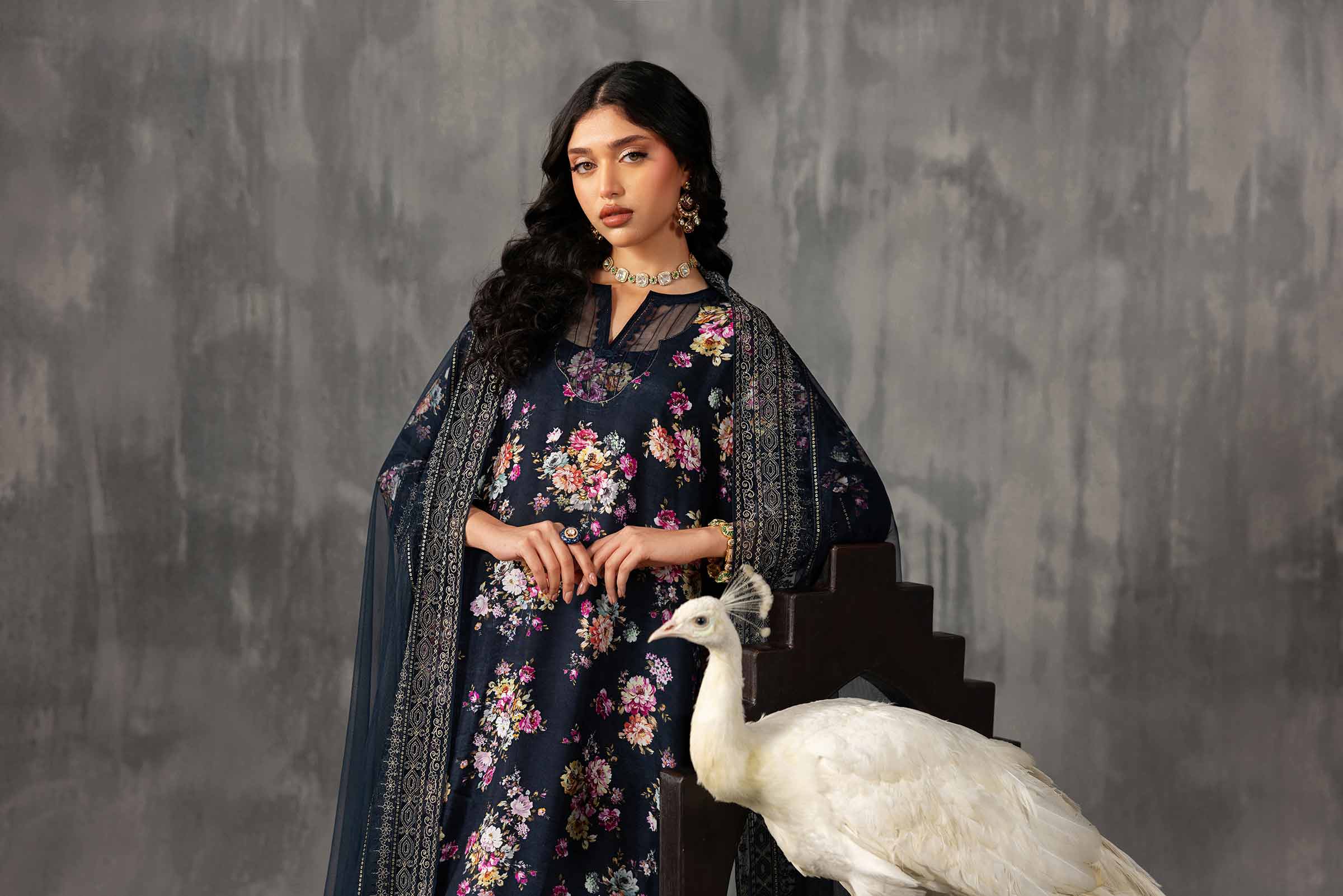 Nishat UK - Blue Embroidered Silk 3-piece ready to wear luxury Suit