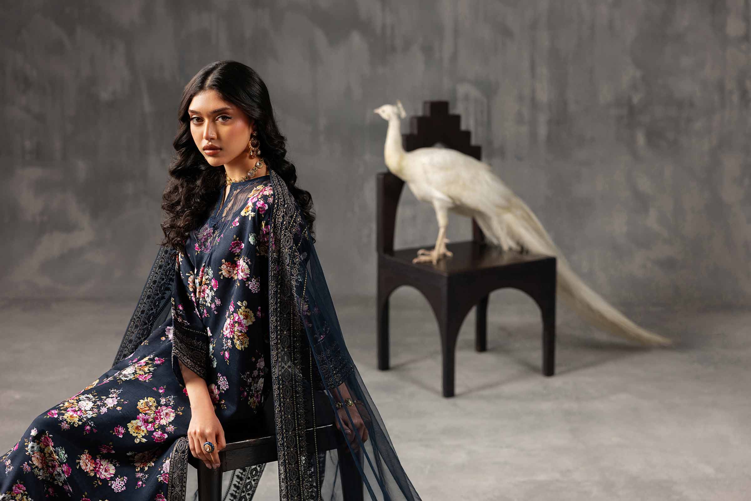 Nishat UK - Blue Embroidered Silk 3-piece ready to wear luxury Suit