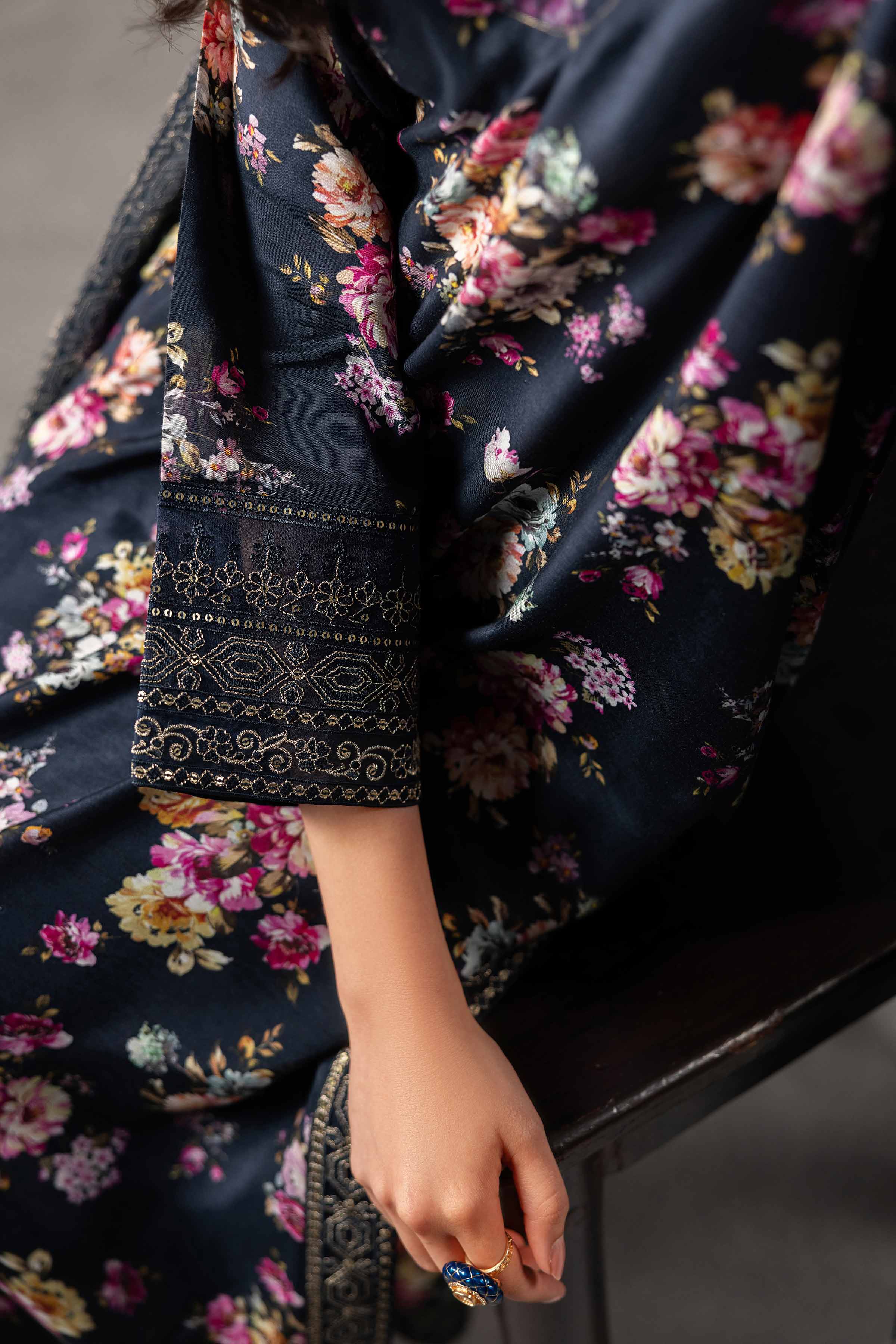 Nishat UK - Blue Embroidered Silk 3-piece ready to wear luxury Suit
