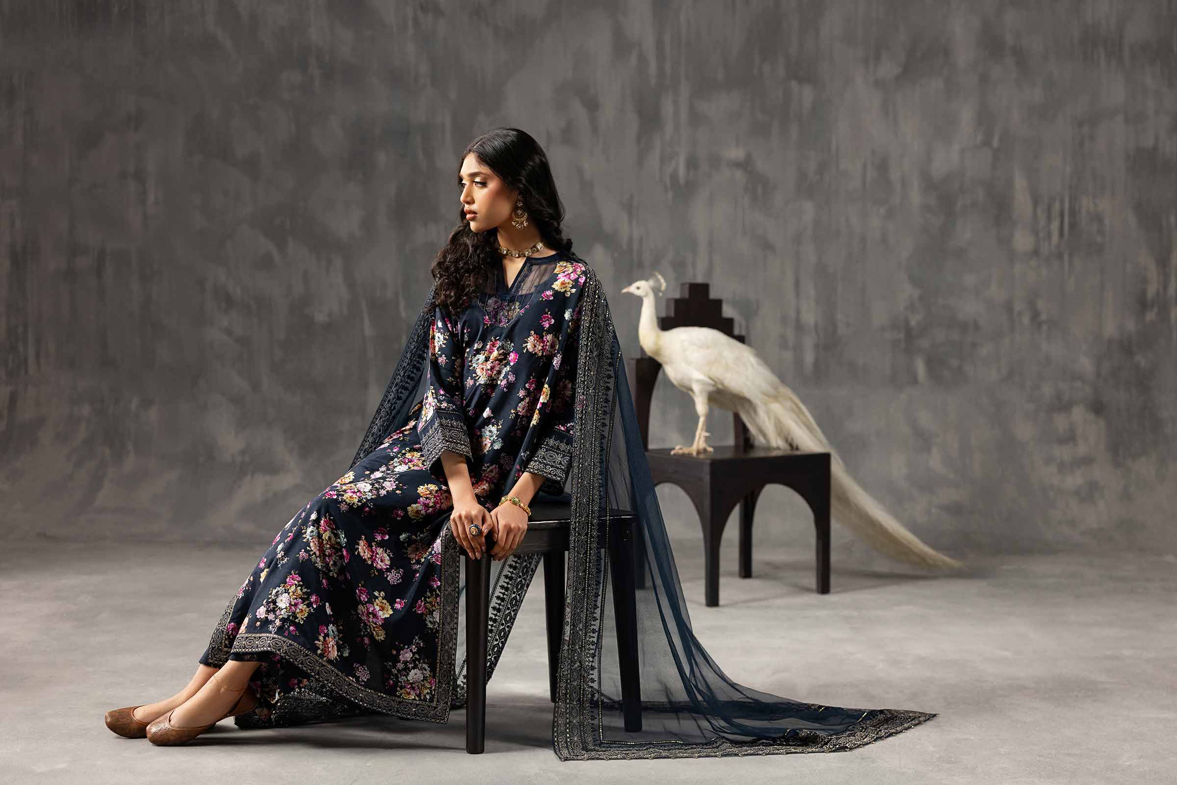 Nishat UK - Blue Embroidered Silk 3-piece ready to wear luxury Suit
