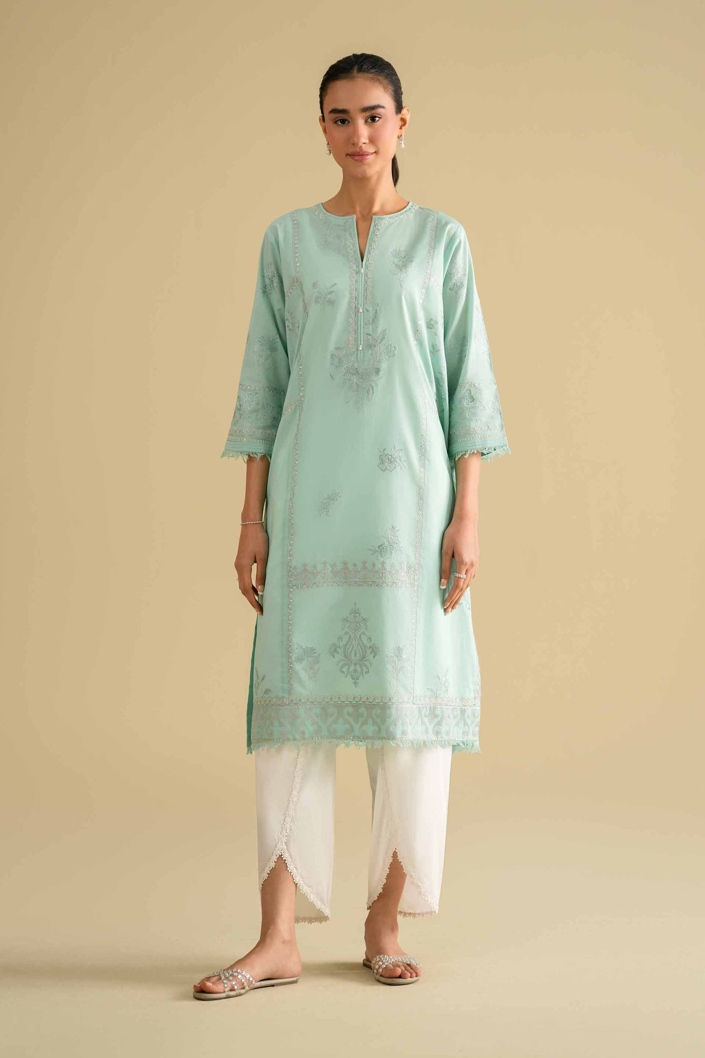 NishatUK - Green Embroidered Lawn 1-piece ready to wear luxury Shirt