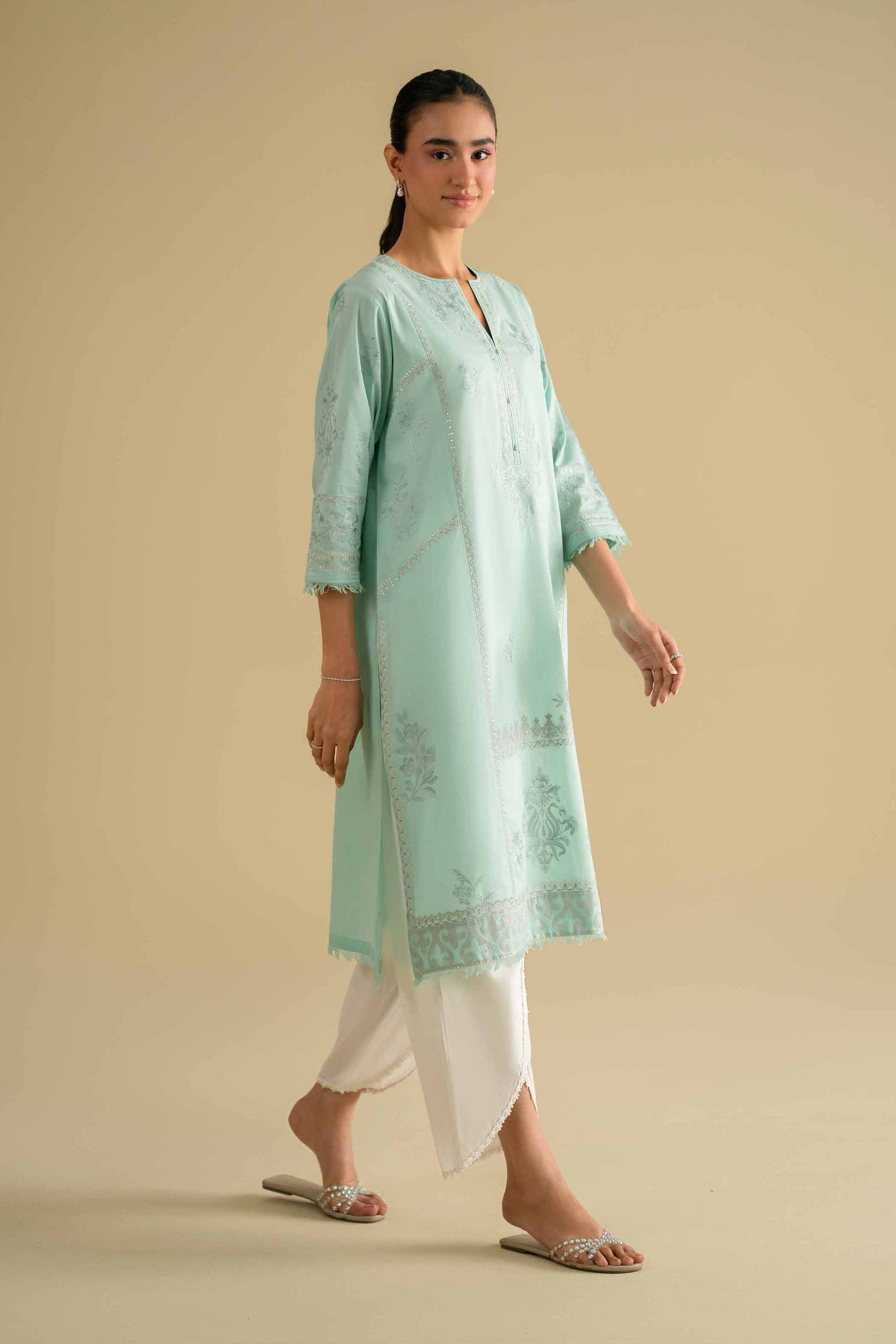 NishatUK - Green Embroidered Lawn 1-piece ready to wear luxury Shirt