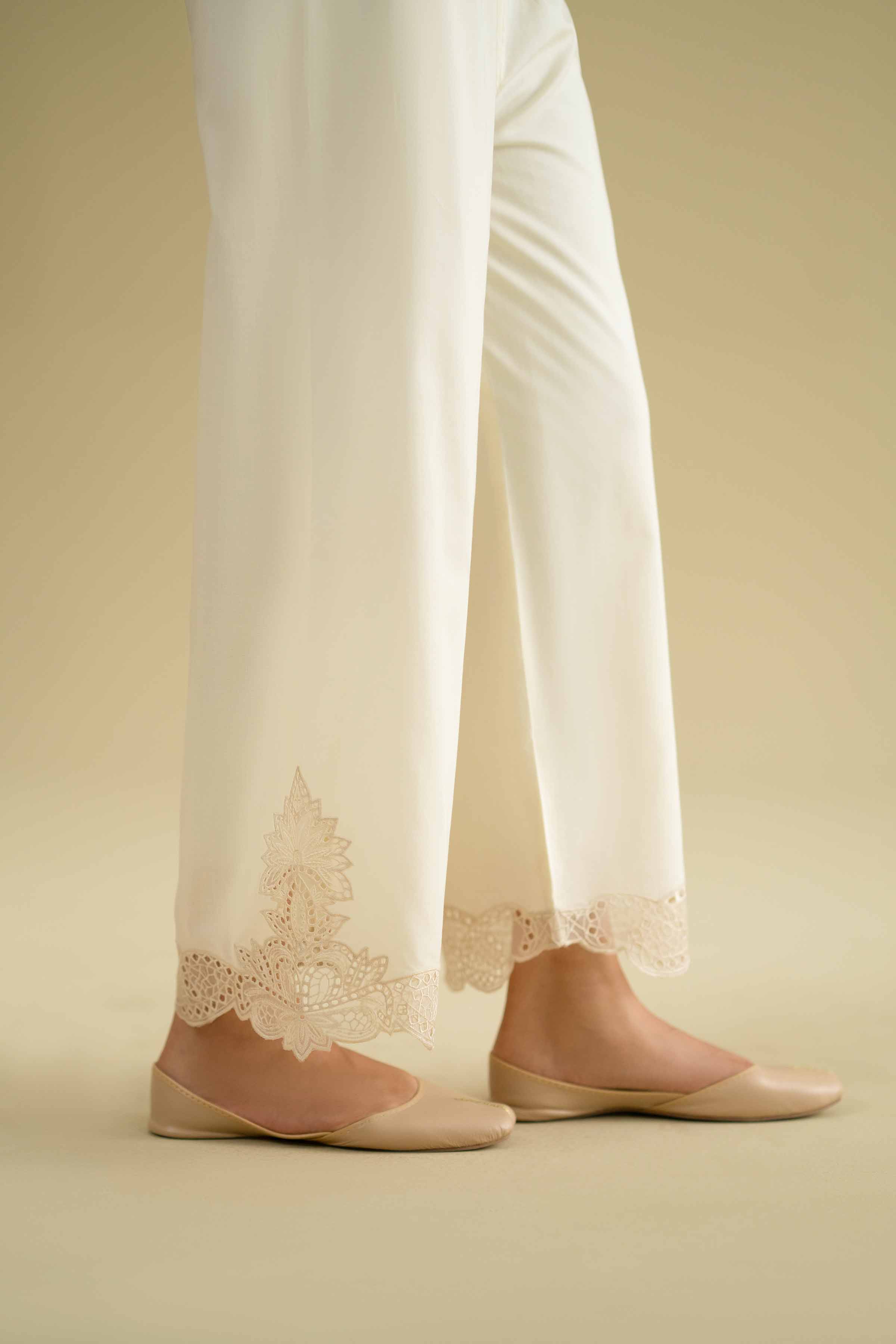 NishatUK - Off White Embroidered Cambric 1-piece ready to wear Pants