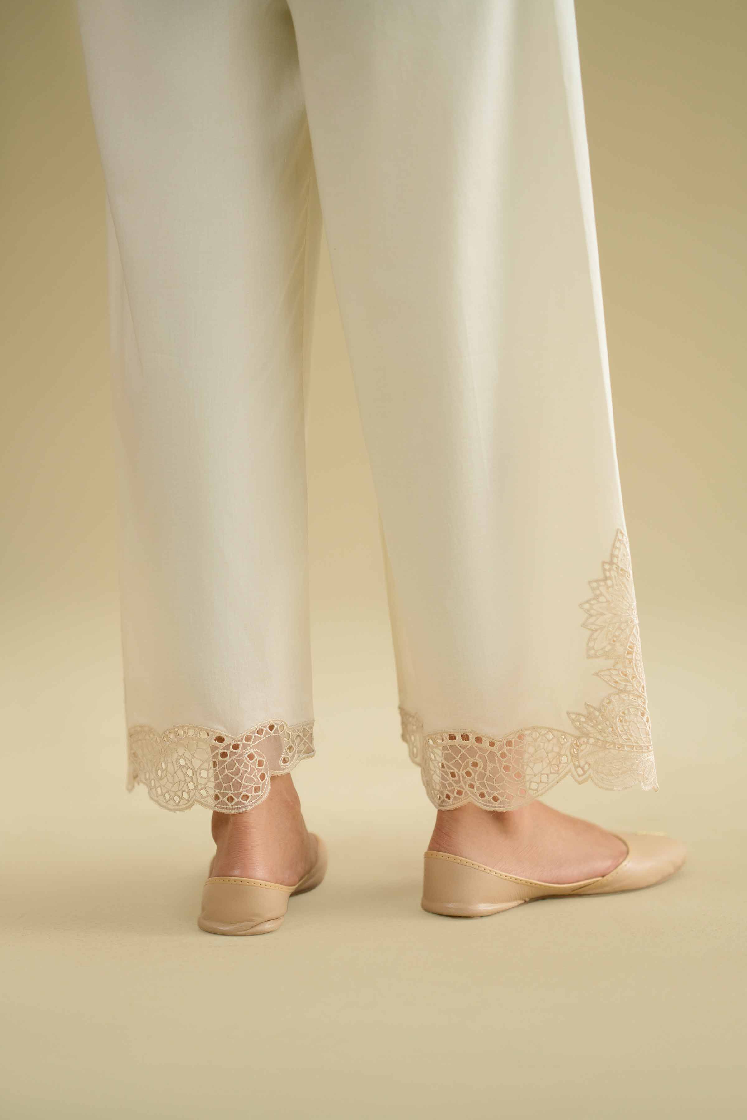 NishatUK - Off White Embroidered Cambric 1-piece ready to wear Pants