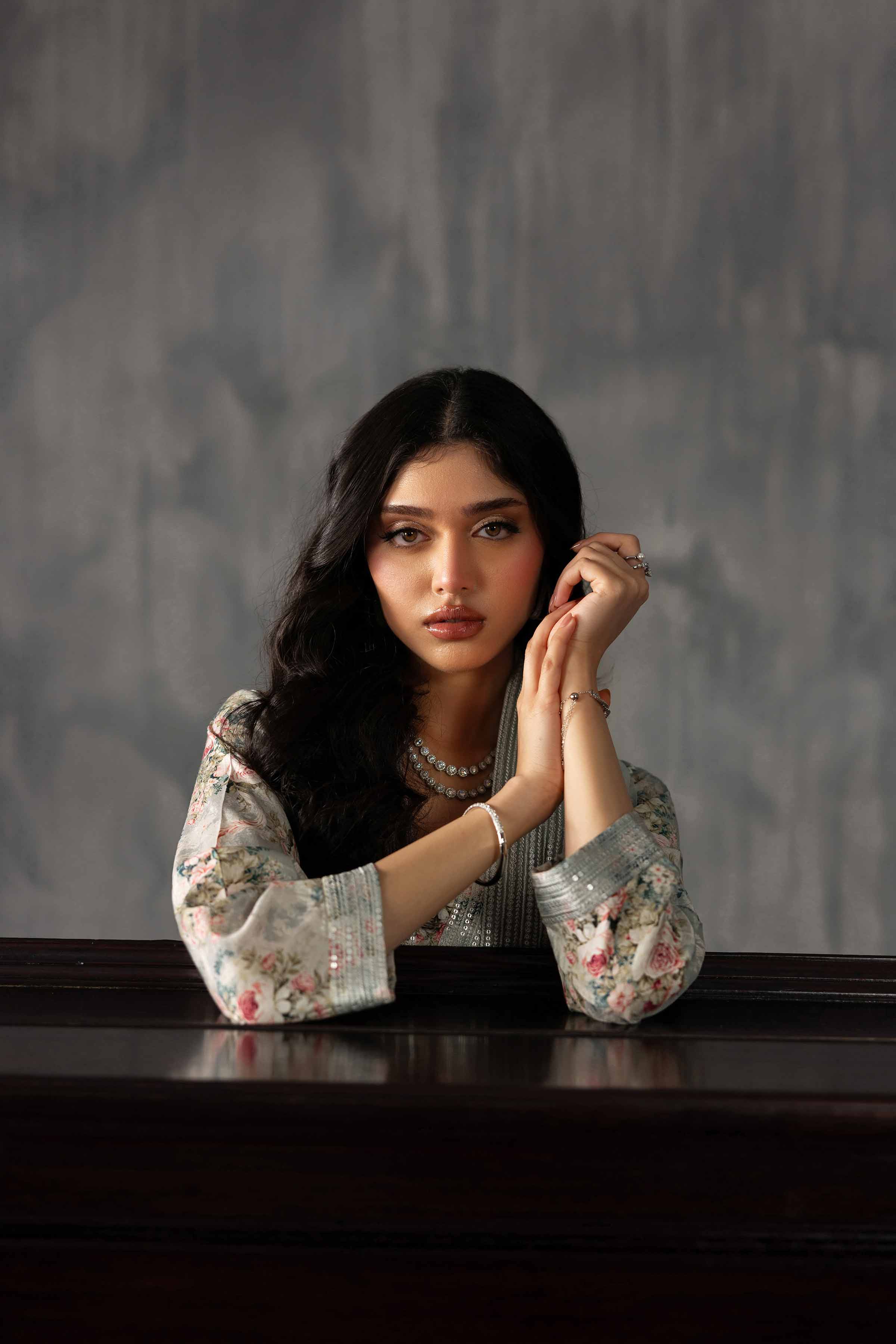 Nishat UK - Grey Embroidered Silk 3 Piece ready to wear luxury Suit