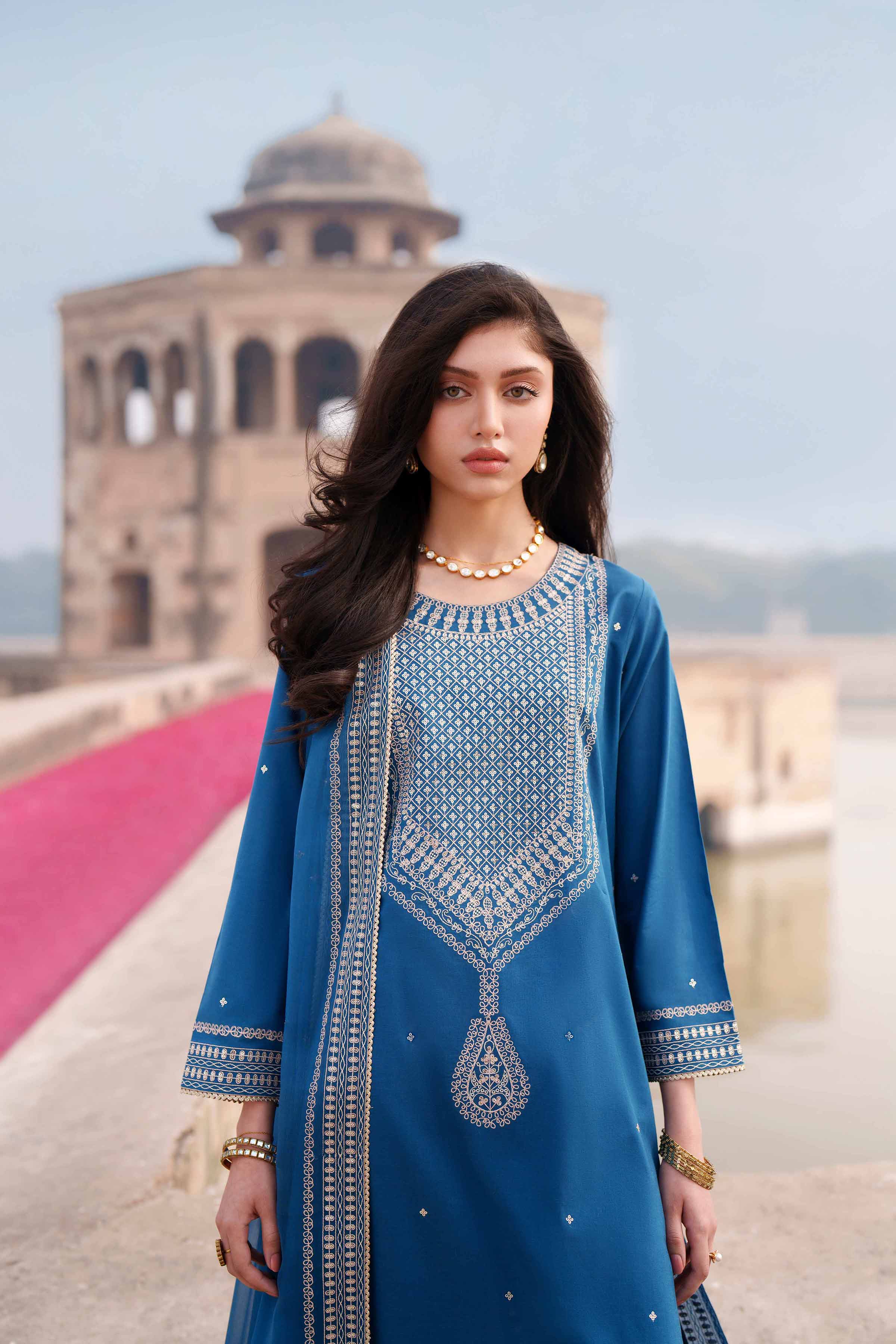 NishatUK - Blue Embroidered Cambric 3-piece ready to wear luxury Suit