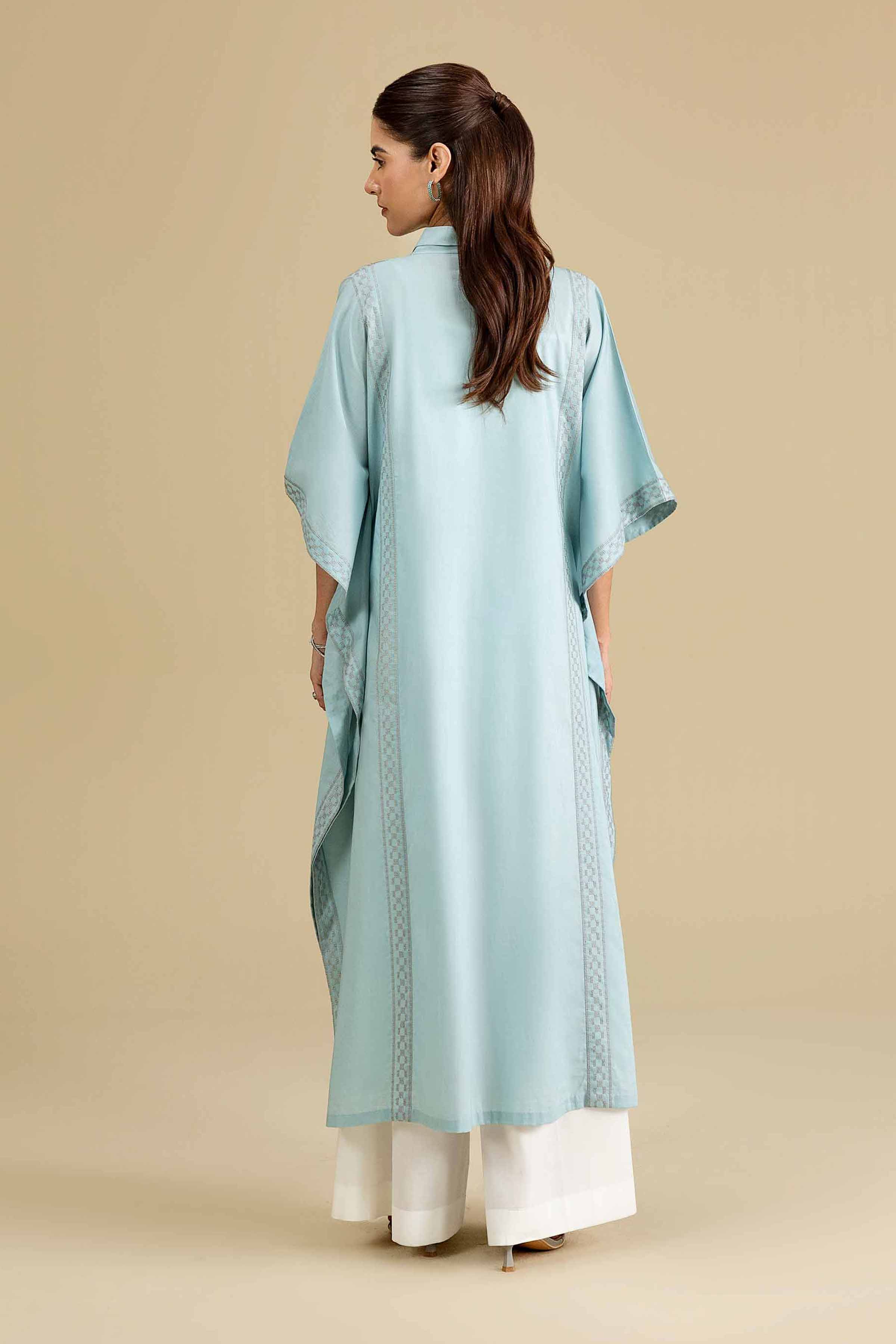 Nishat UK - Blue Embroidered Cambric 1-piece ready to wear luxury kaftan
