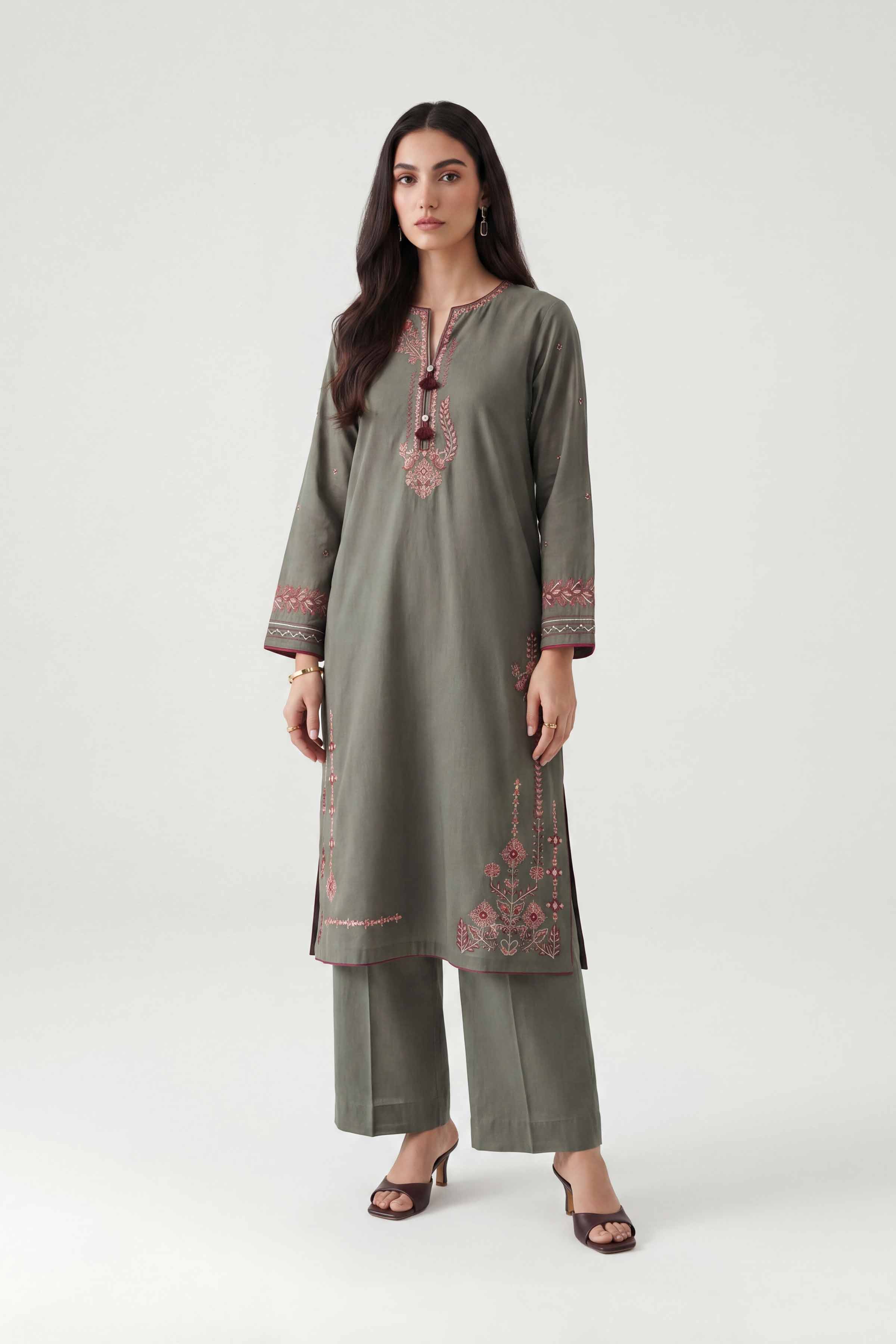 Nishat UK - Green Embroidered Cambric 1 Piece ready To Wear luxury Shirt