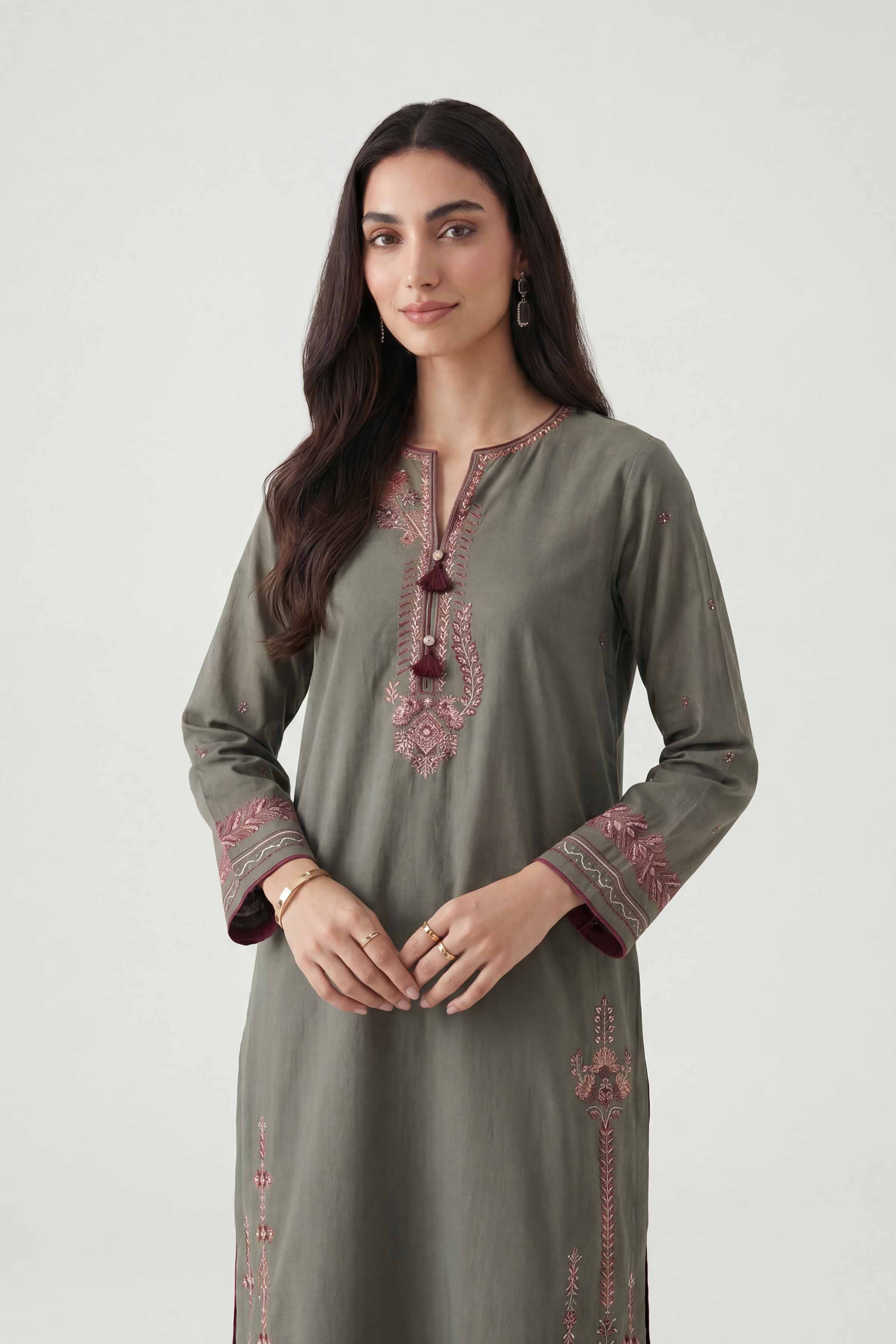 Nishat UK - Green Embroidered Cambric 1 Piece ready To Wear luxury Shirt