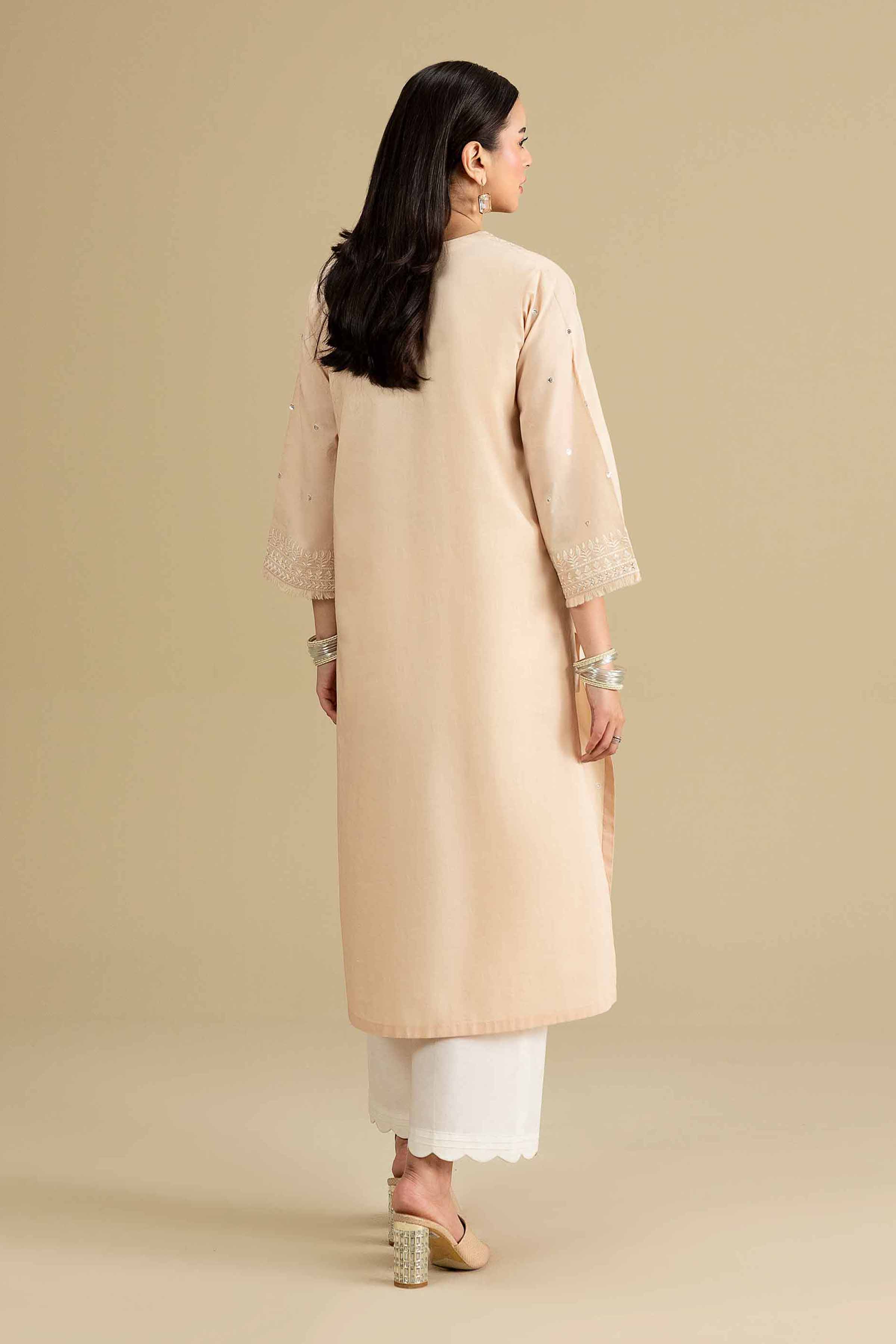 Nishat UK - Beige Embroidered Lawn 1-piece ready to wear luxury Shirt
