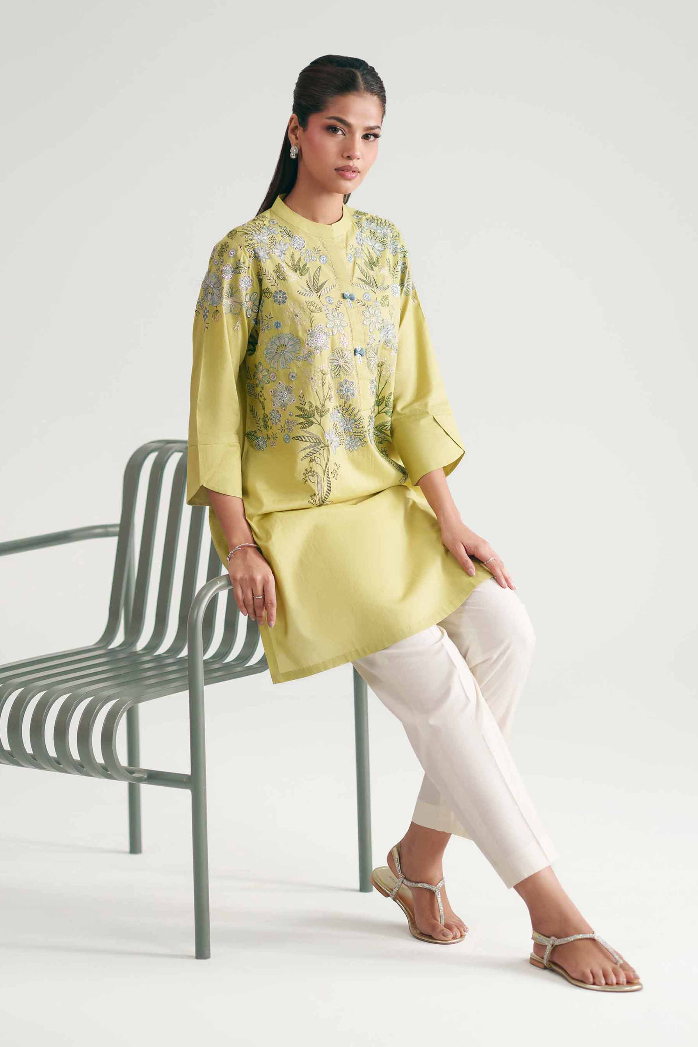 Nishat UK - Green Embroidered Lawn 1-piece ready to wear luxury Shirt