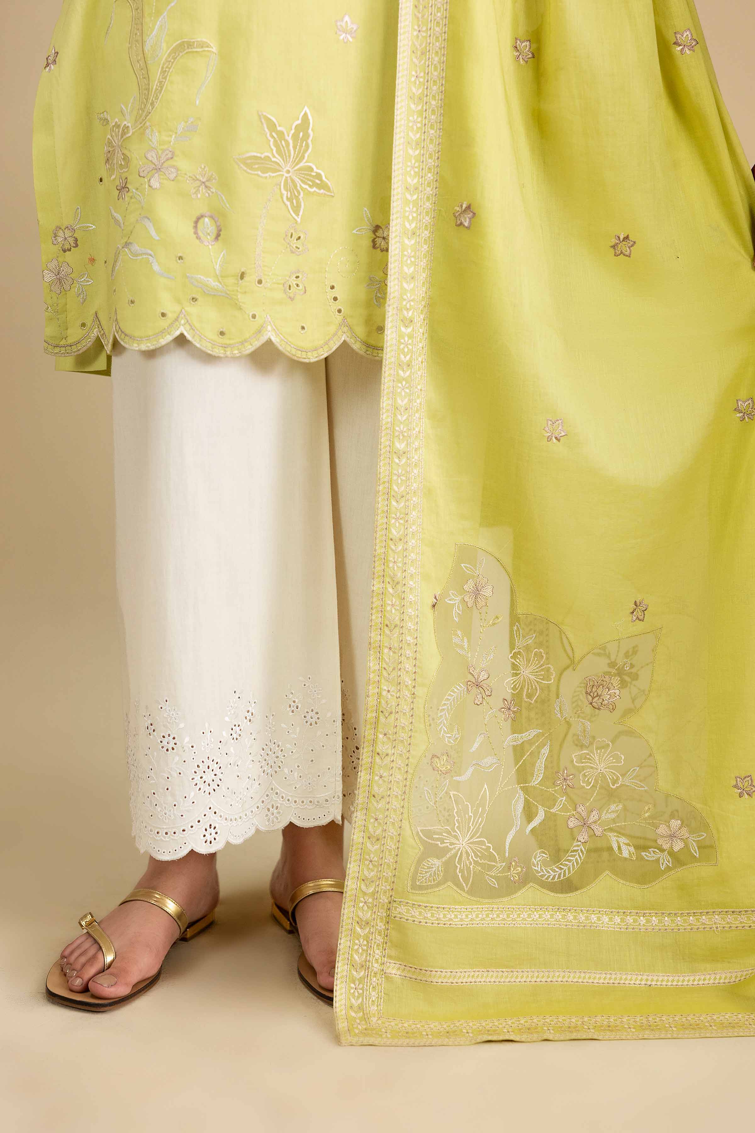 Nishat UK - Green Embroidered Cambric 2 Pieces ready to wear luxury Dress