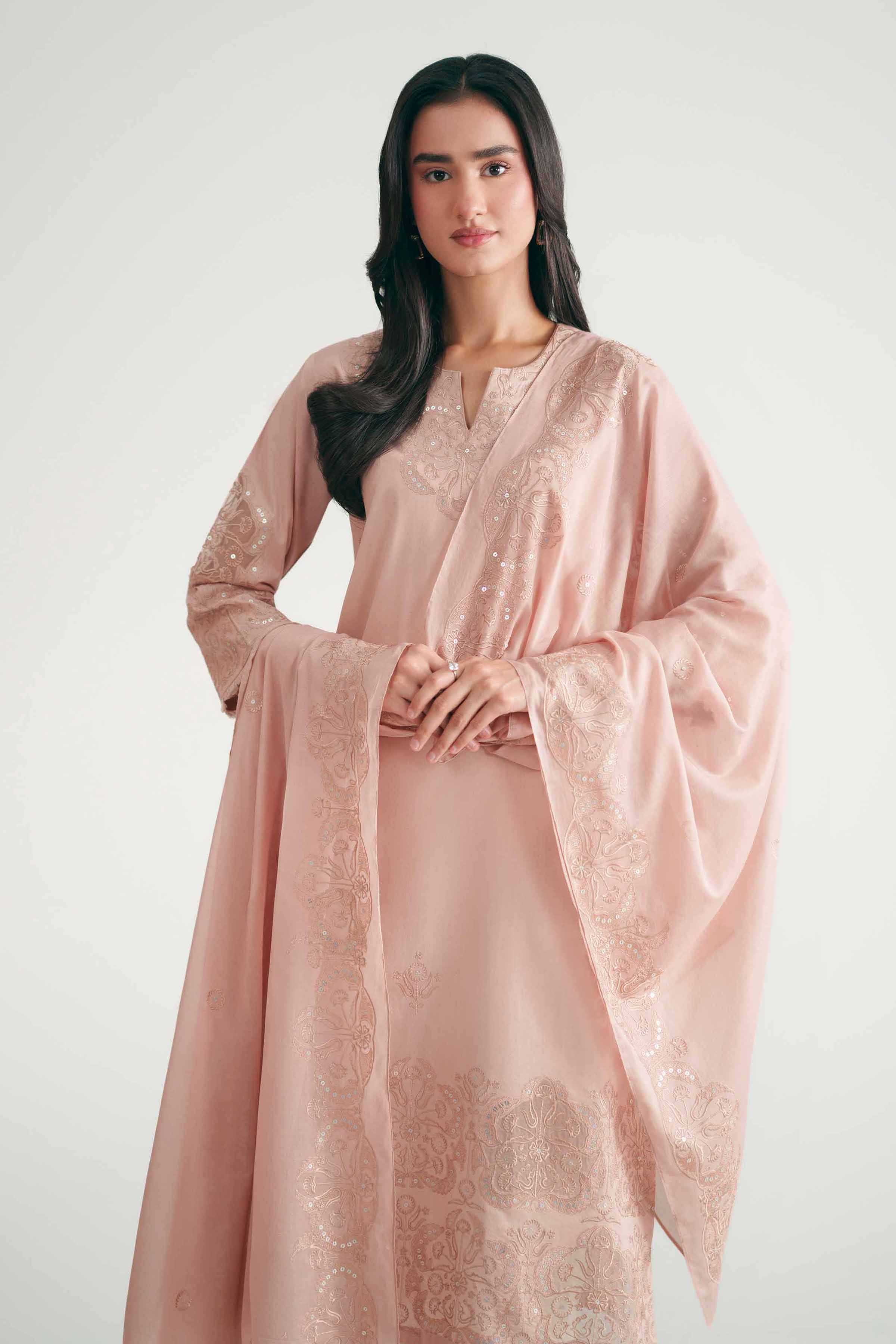 Nishat UK - Pink Embroidered Cambric 2 Pieces ready to wear luxury Dress