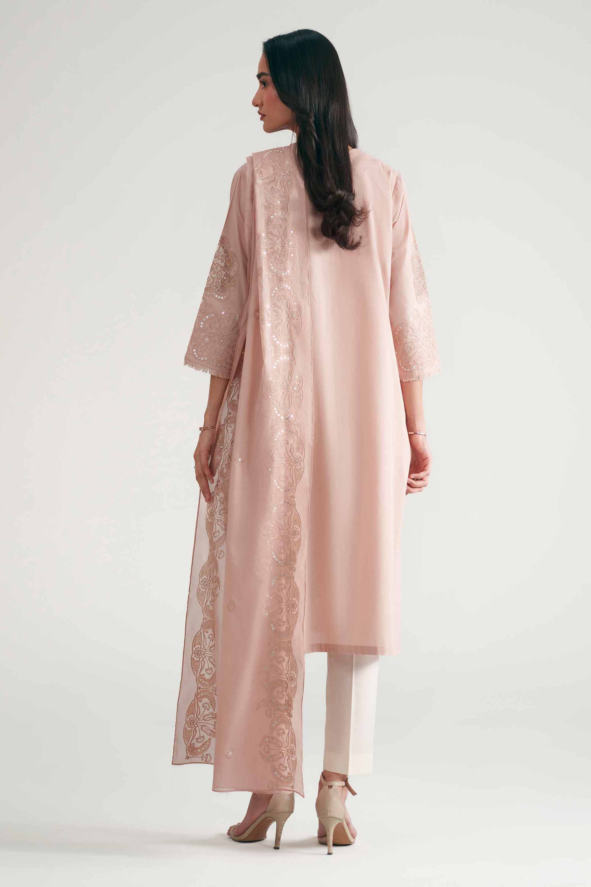 Nishat UK - Pink Embroidered Cambric 2 Pieces ready to wear luxury Dress
