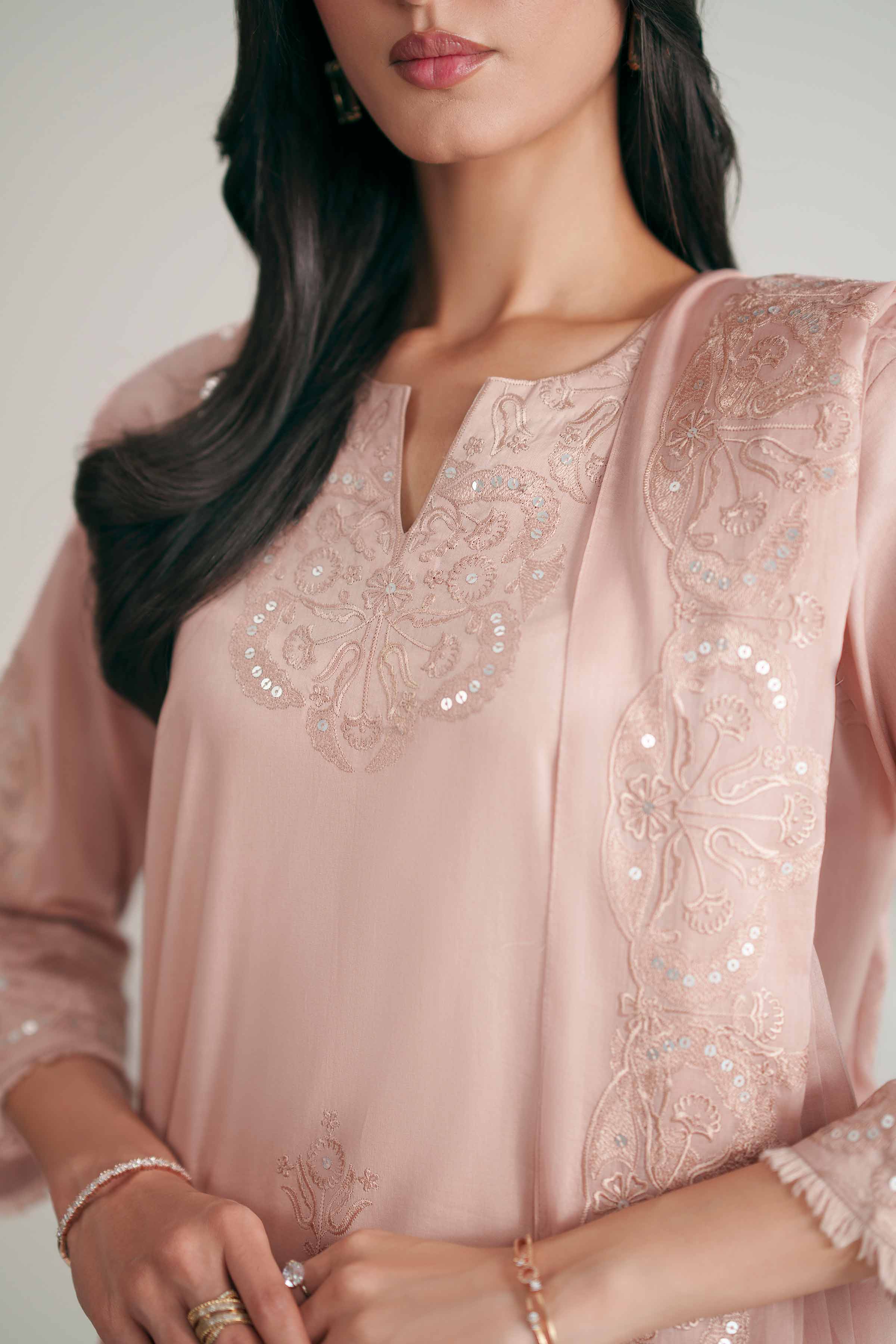 Nishat UK - Pink Embroidered Cambric 2 Pieces ready to wear luxury Dress